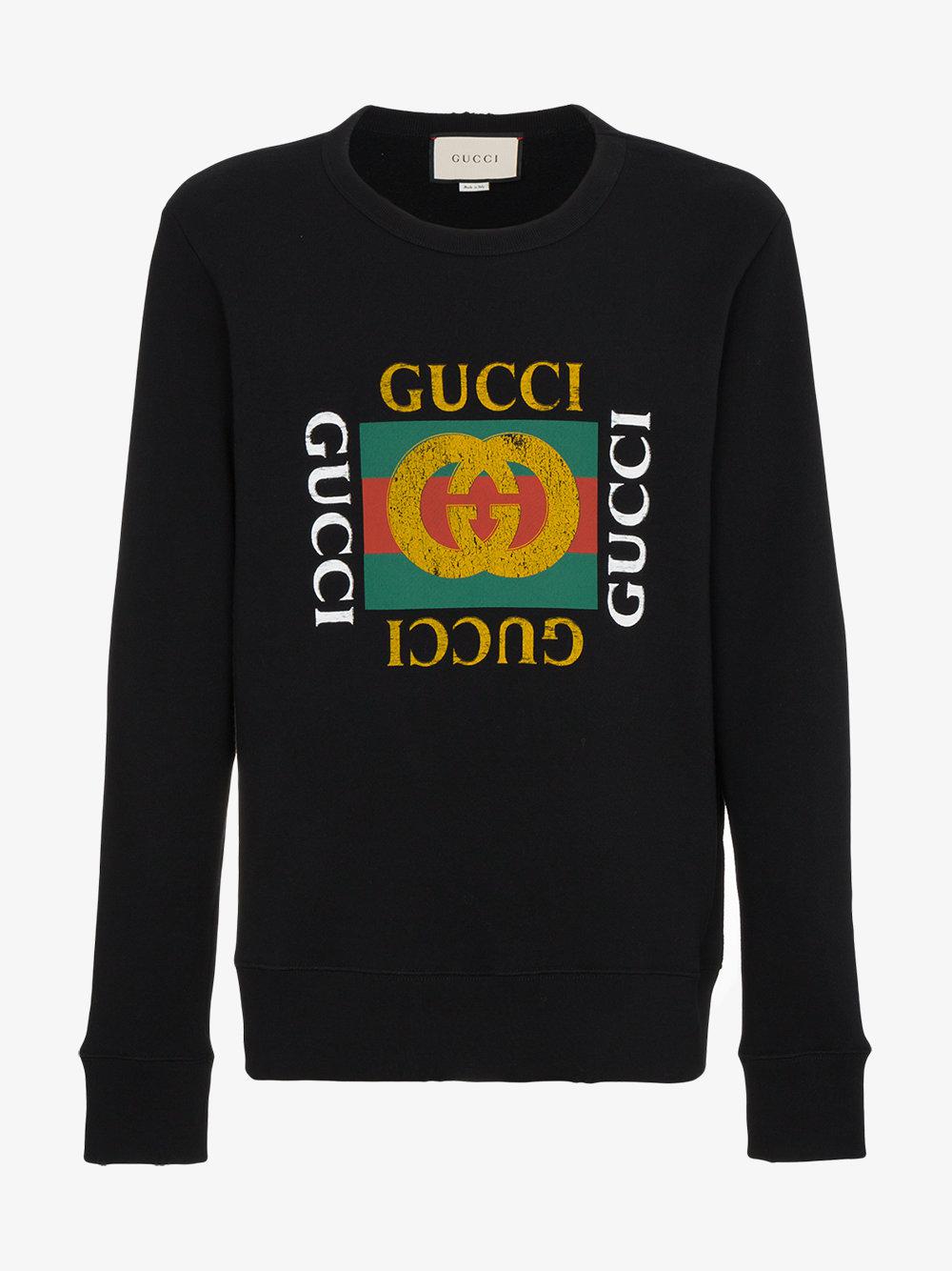Gucci Cotton Gg Fake Sweatshirt in Black for Men - Lyst