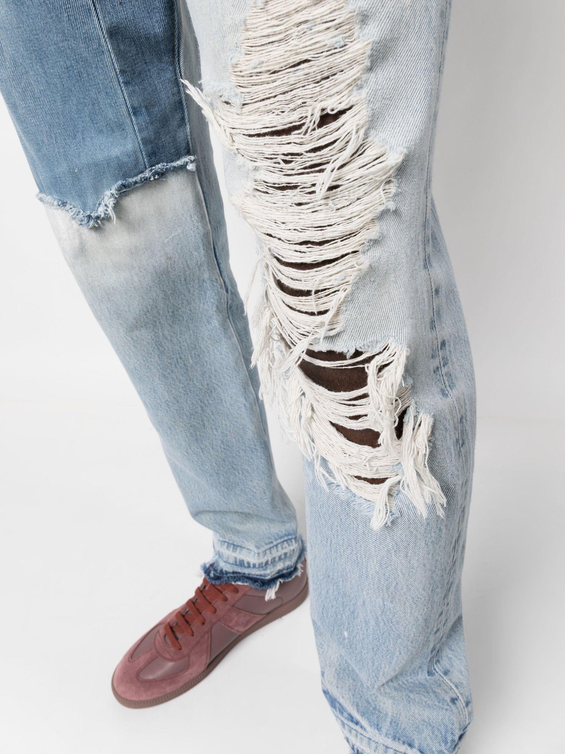 GALLERY DEPT. Blue Ken Panelled Distressed Straight Leg Jeans for Men |  Lyst UK