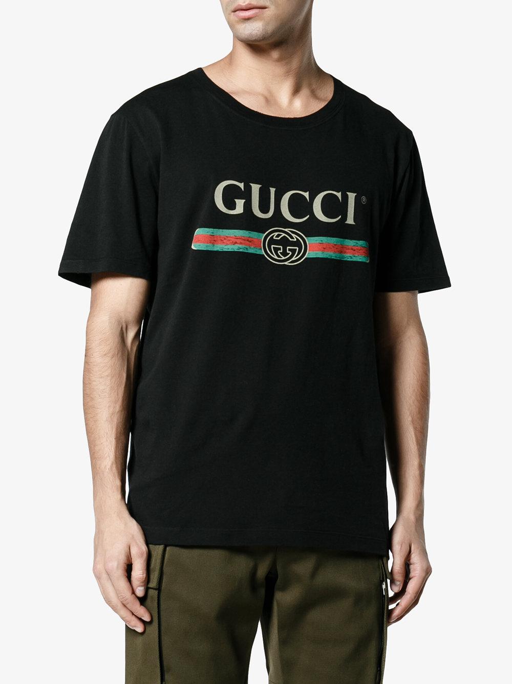 Gucci Cotton Washed T Shirt With Logo in Black for Men - Lyst