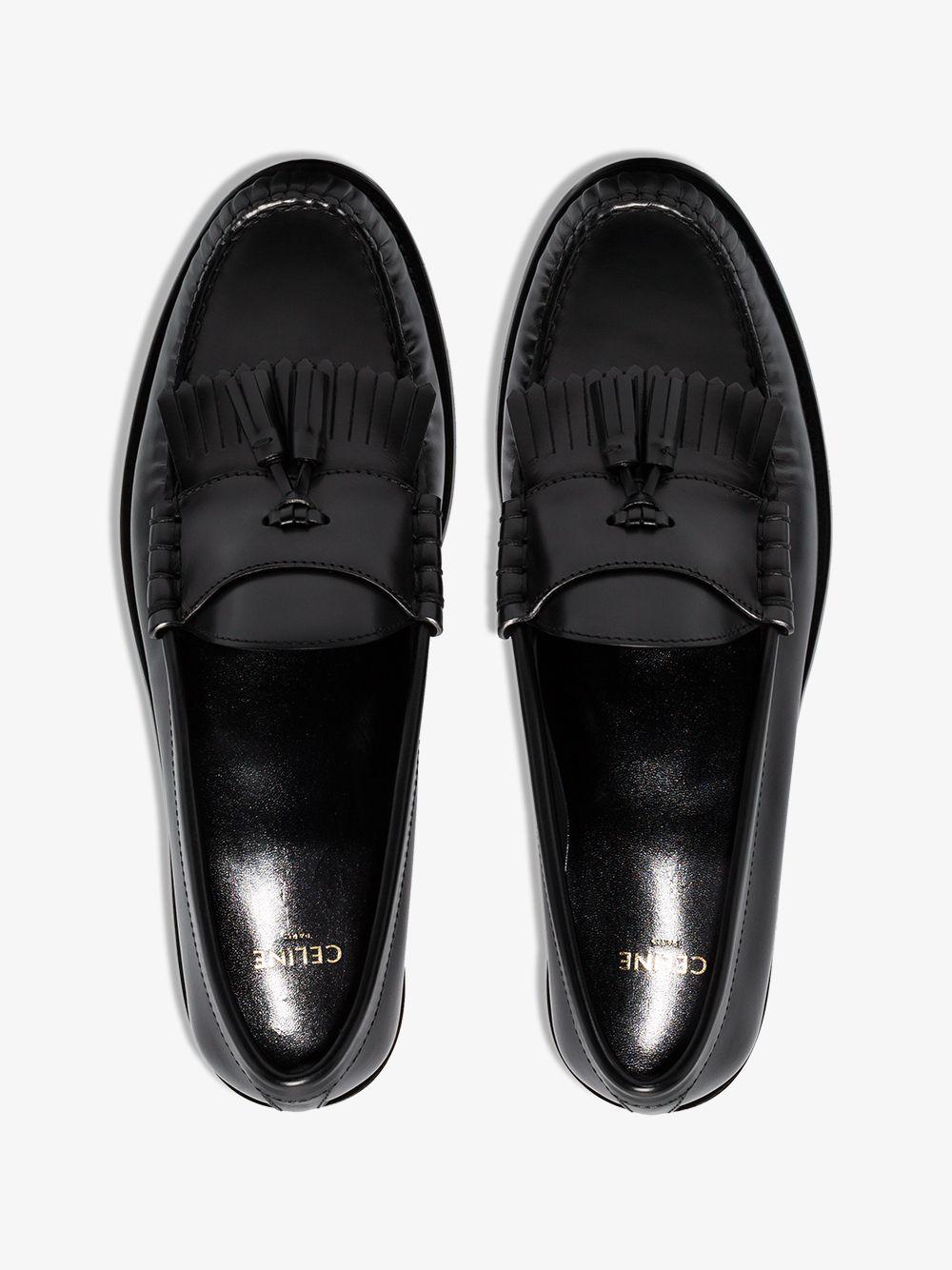 Celine Luco Tassel Leather Loafers in Black | Lyst