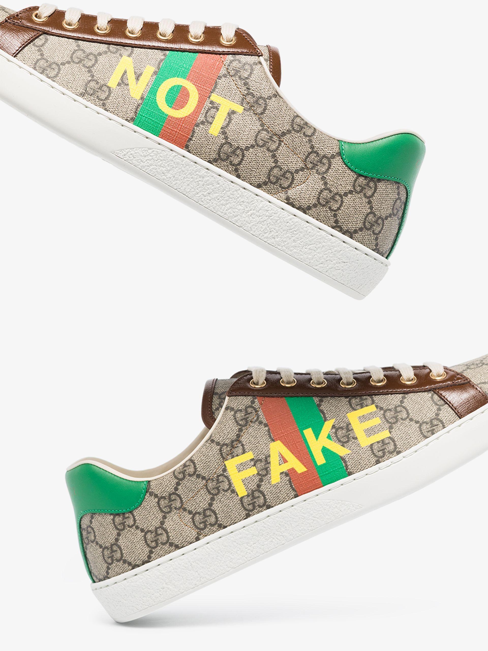 Gucci Canvas 'fake/not' Print Ace Sneaker in Brown (Natural) - Save 36% -  Lyst