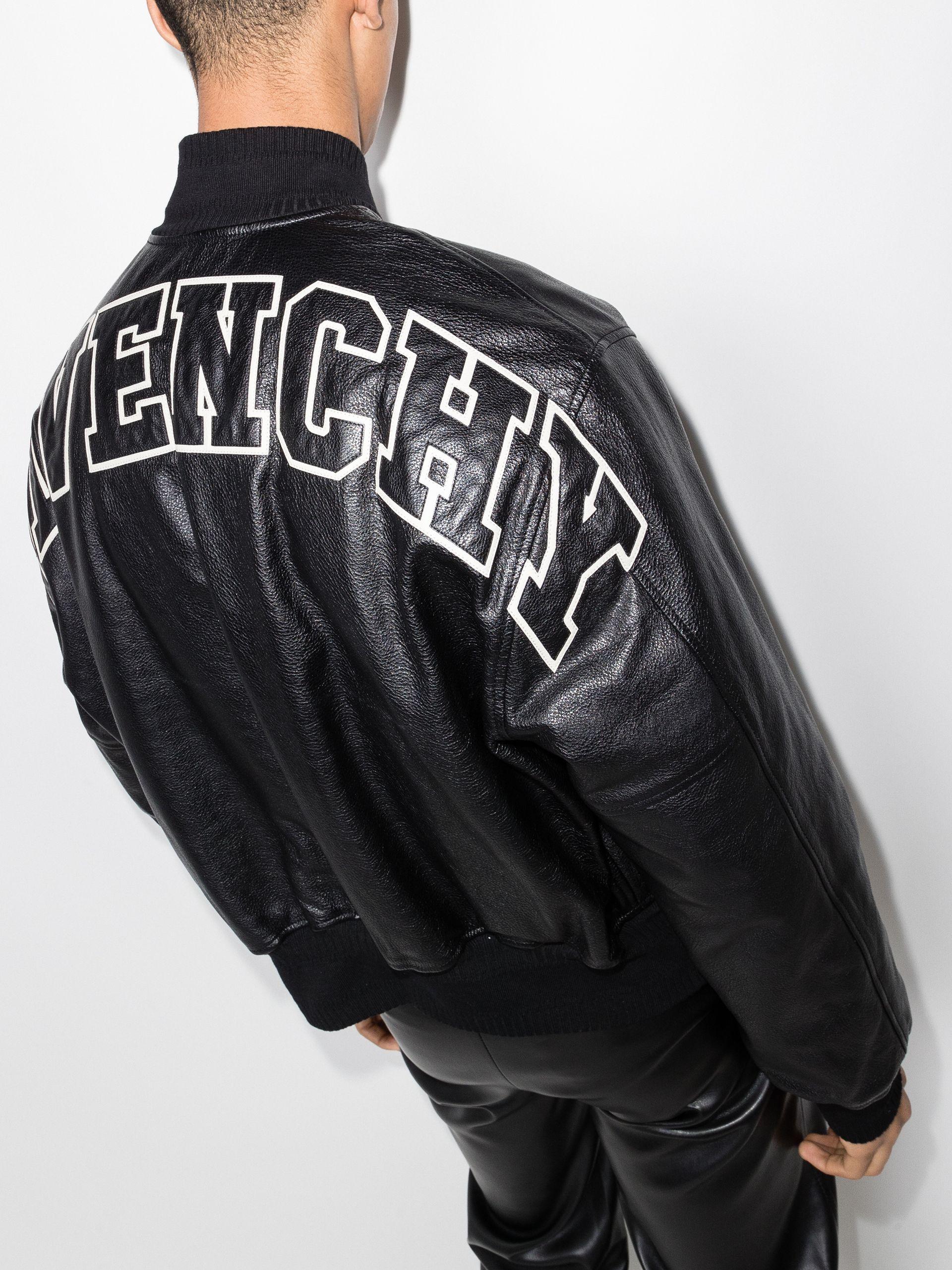 Givenchy Logo Leather Bomber Jacket in Black for Men | Lyst