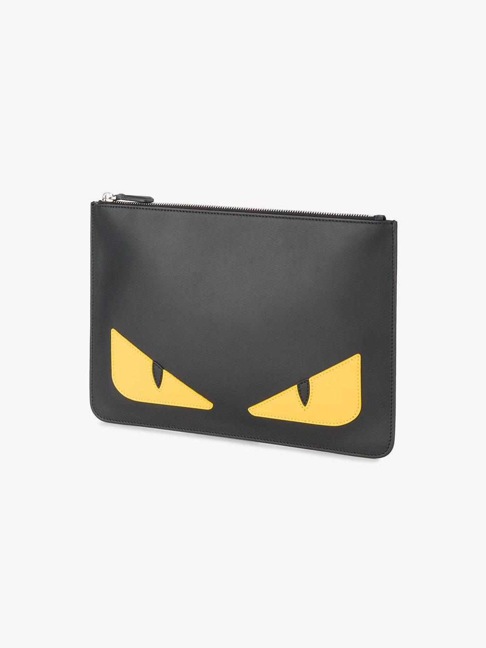 Fendi Monster Eyes Pouch in Black for Men