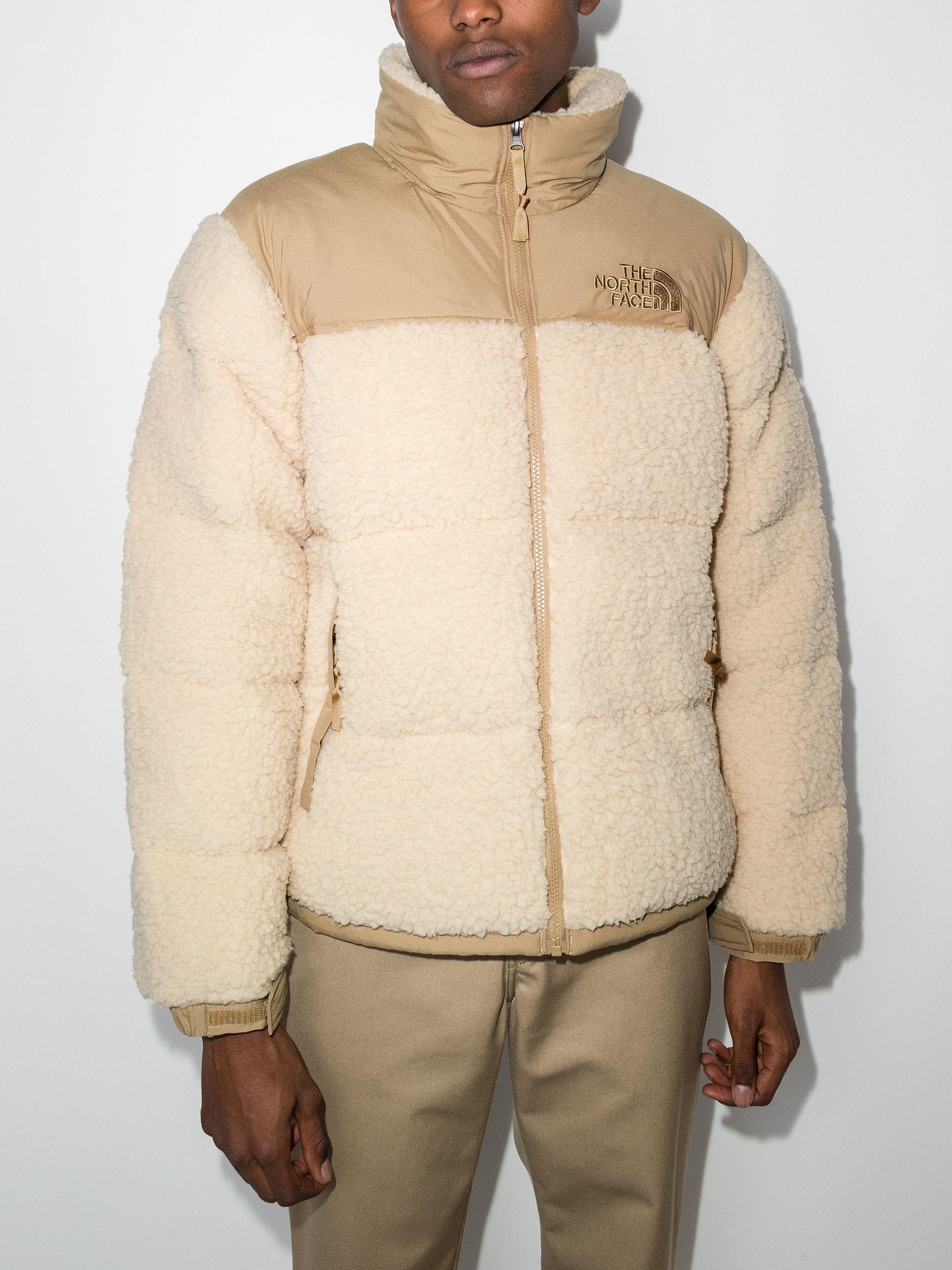 The North Face Beige Nuptse Sherpa Fleece Jacket in Natural for 