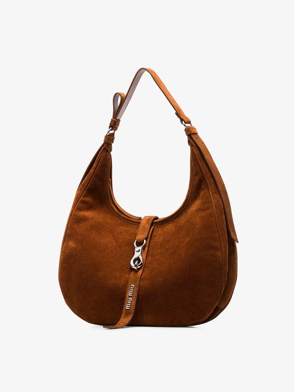 brown suede hobo bag