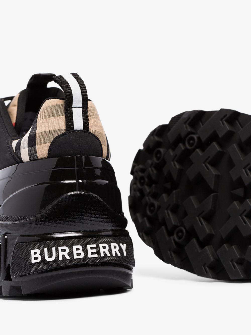 vintage check cotton and nubuck arthur sneakers