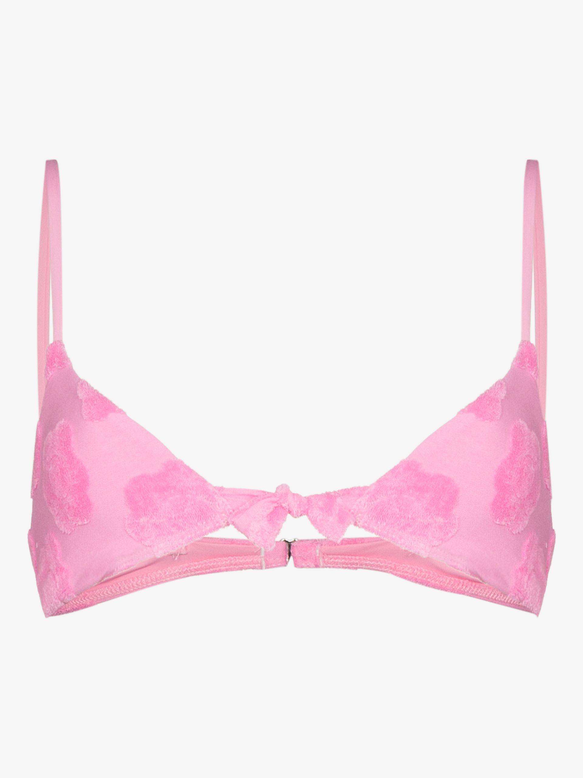 Frankie's Bikinis Cotton Wonderland Floral Terry Bikini Top in Pink - Lyst