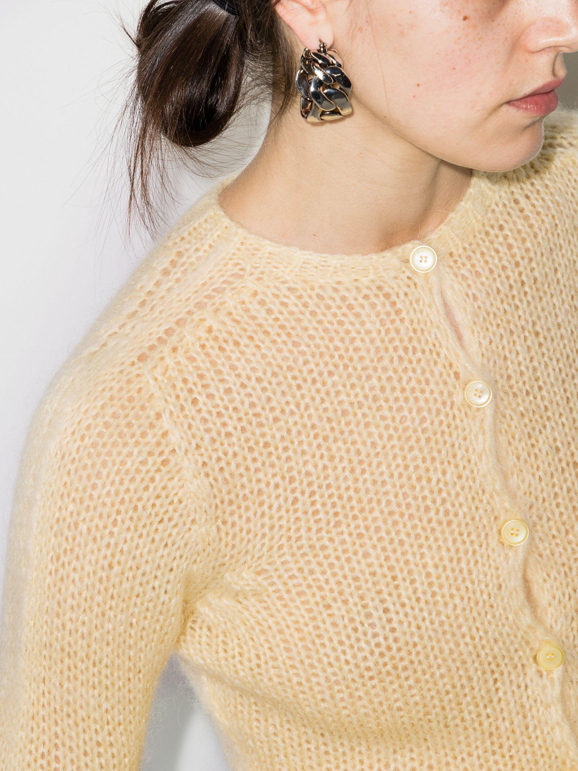 Danielle Guizio Mohair Fuzzy Cropped Cardigan in Yellow | Lyst