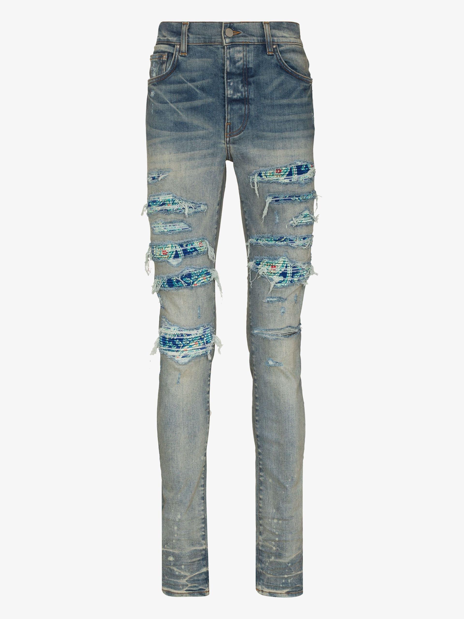 Amiri Silk Pj Thrasher Skinny Jeans in 