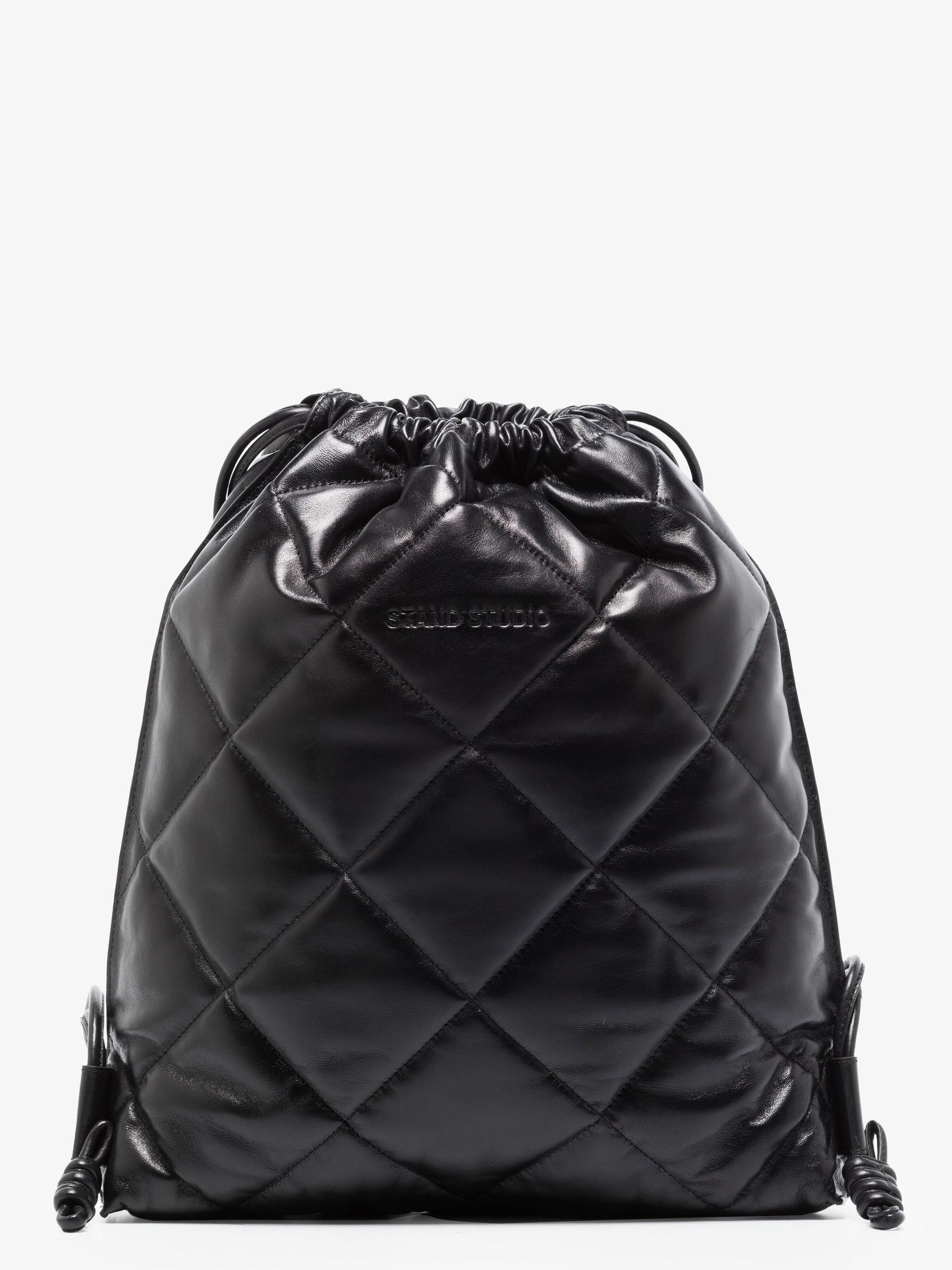 Black Pu Leather Quilted Multifunctional Backpack And Sling Bag For Women,  450g, Size: 18.5 X 10