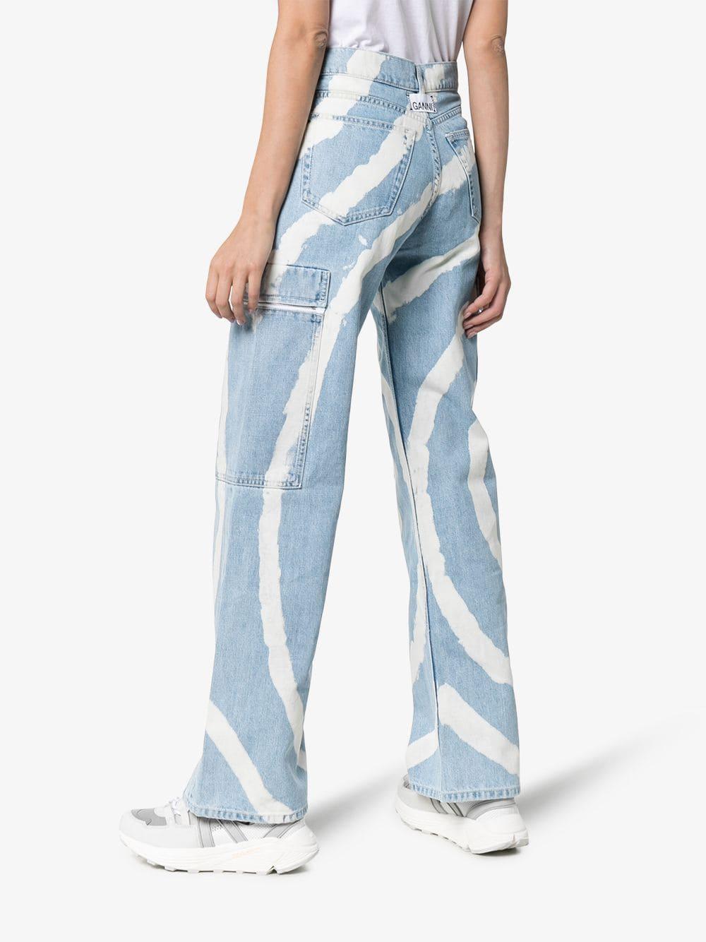 Ganni Blackstone Spiral-bleached Cargo Jeans in Blue | Lyst