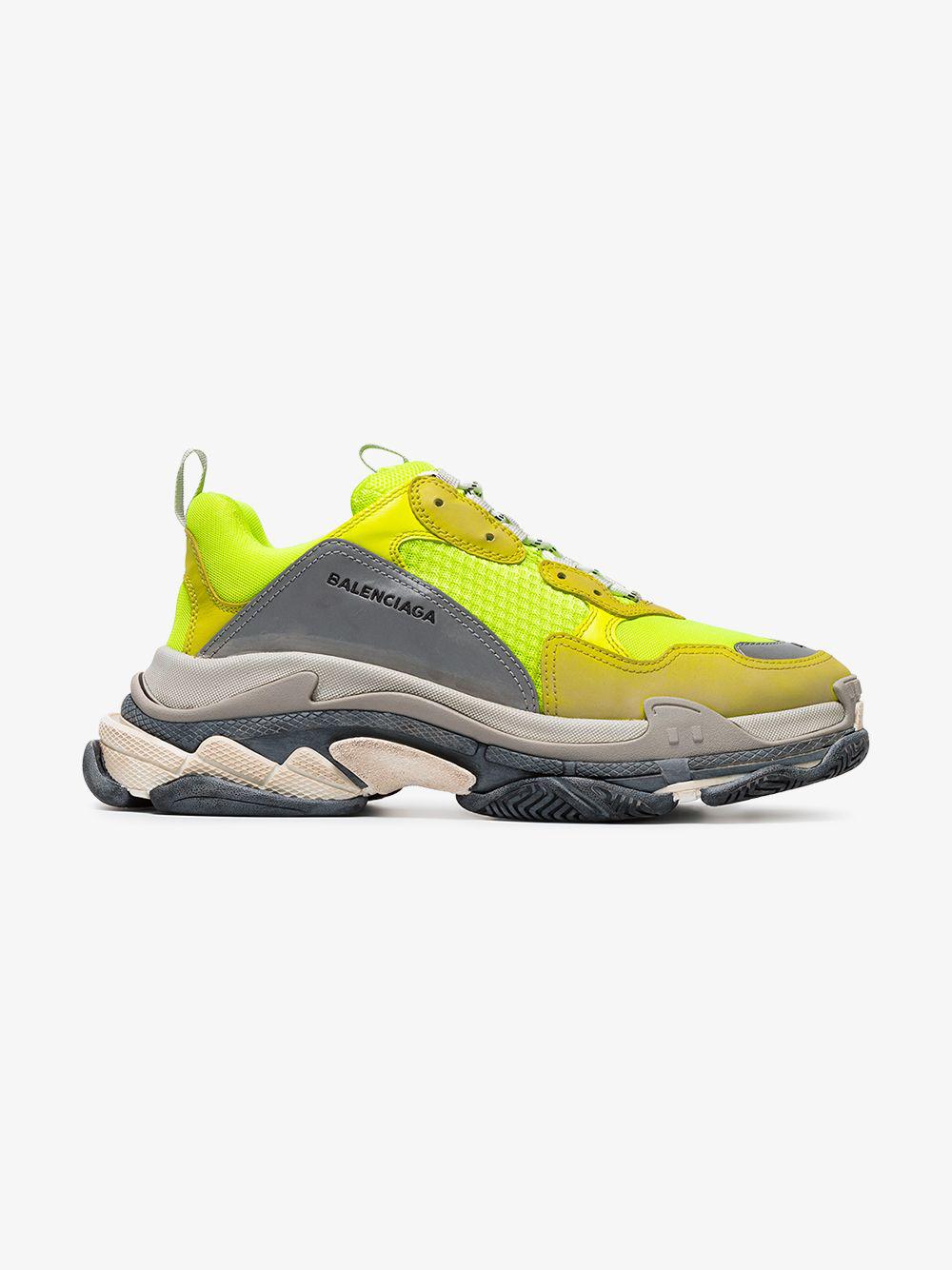 balenciaga neon yellow triple s