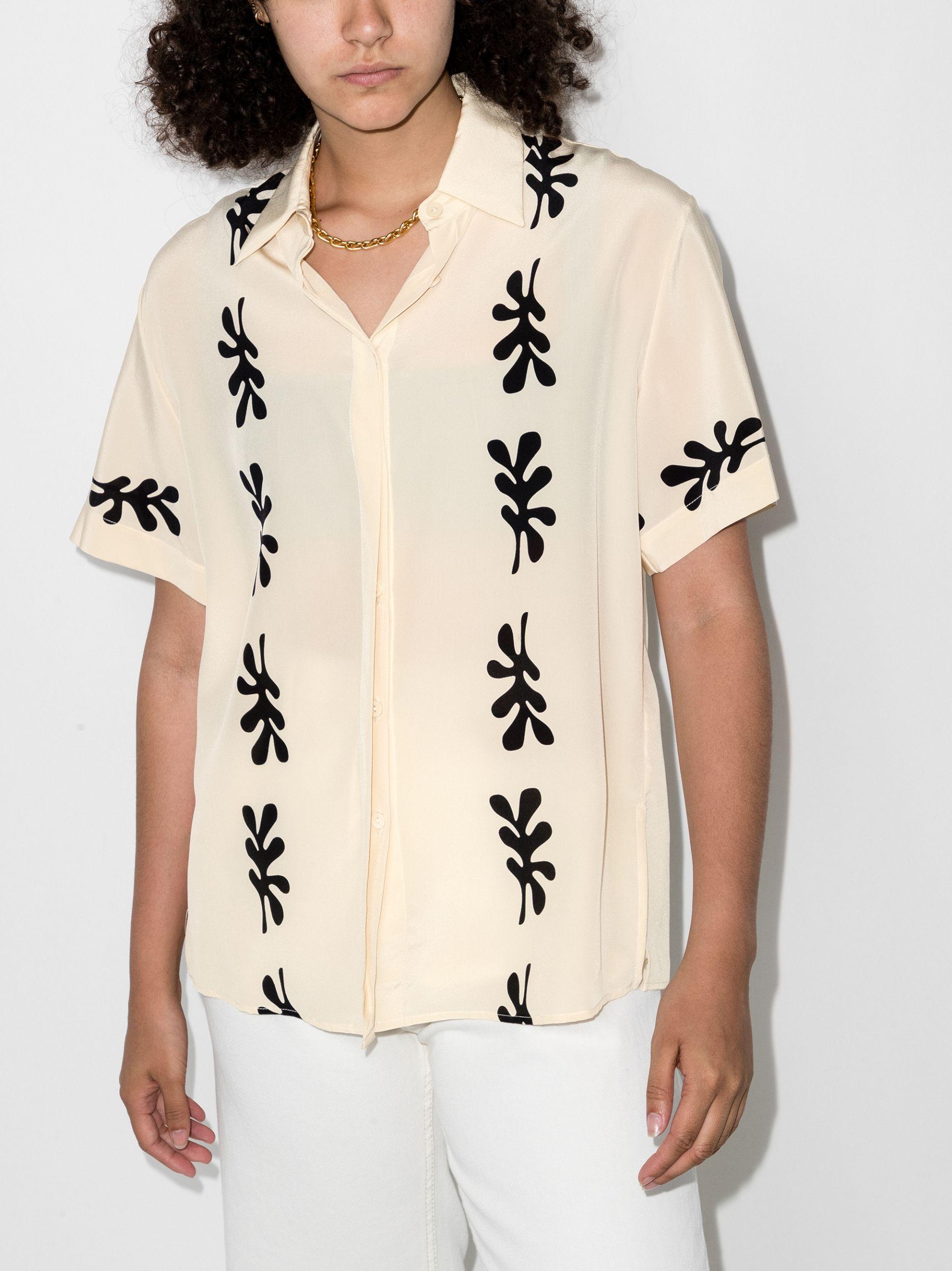 Matteau Fig Leaf Print Silk Shirt in Natural | Lyst