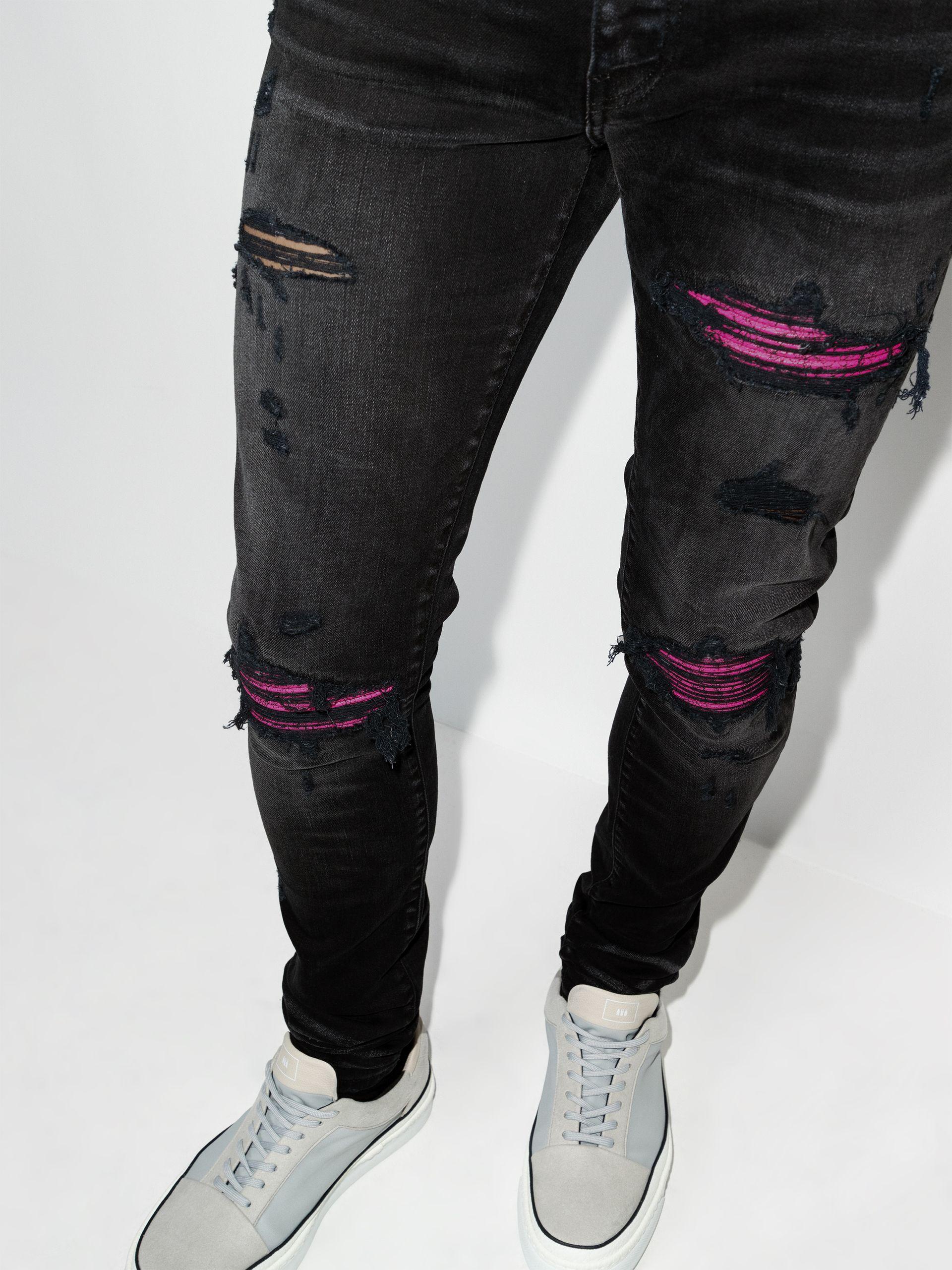 Amiri Mx1 Pink Insert Skinny Jeans in Black for Men | Lyst