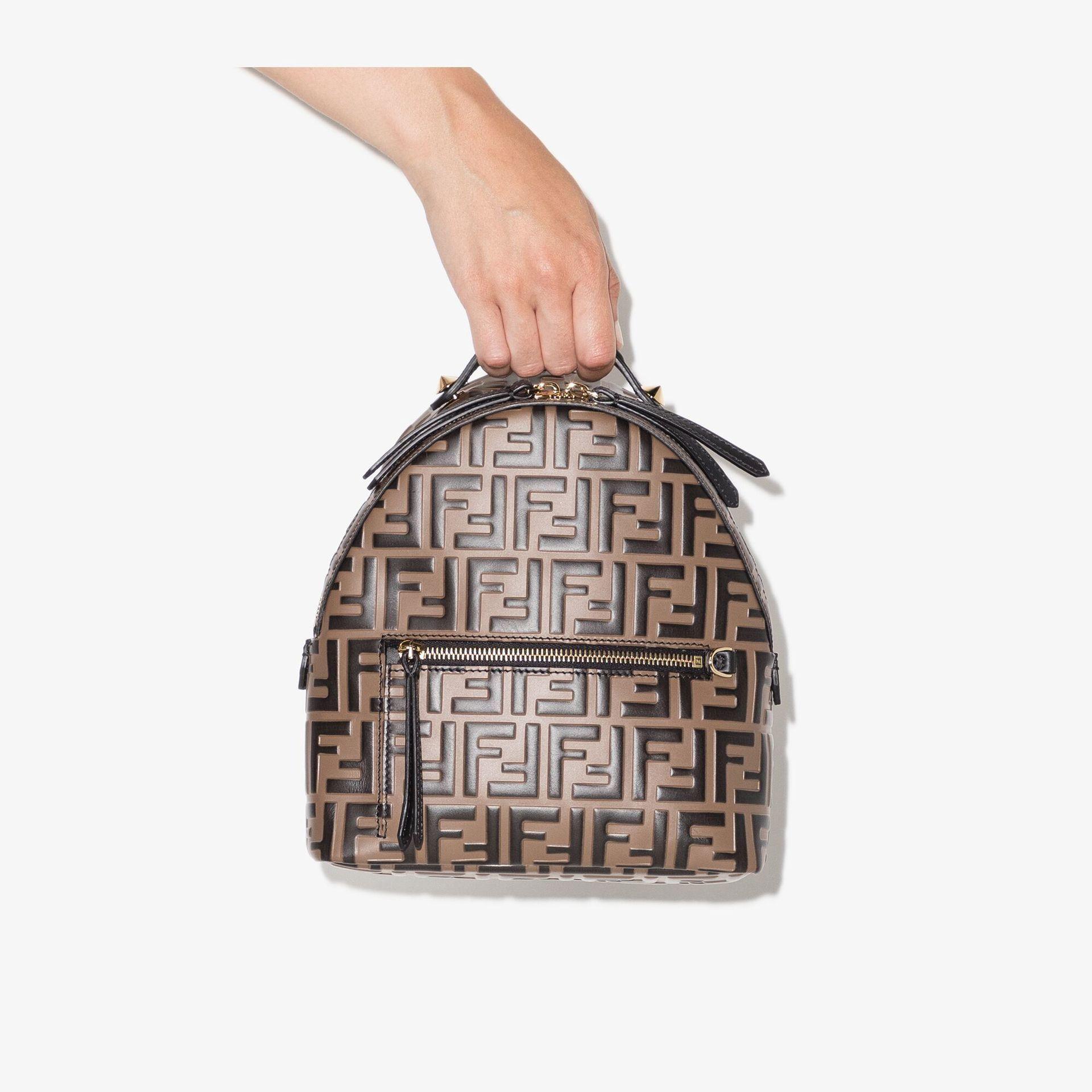 Fendi Brown Monogram Ff Leather Backpack | Lyst