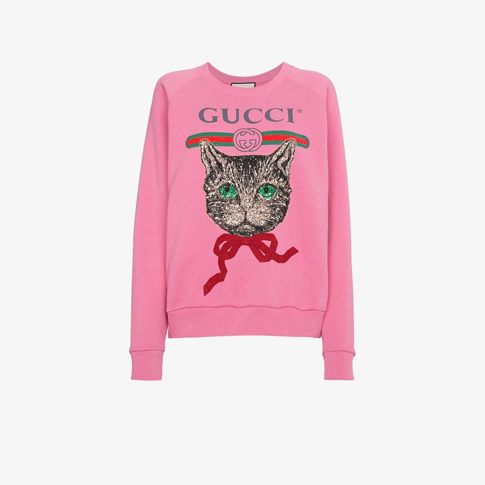 Gucci Cat Sweatshirt in Pink | Lyst