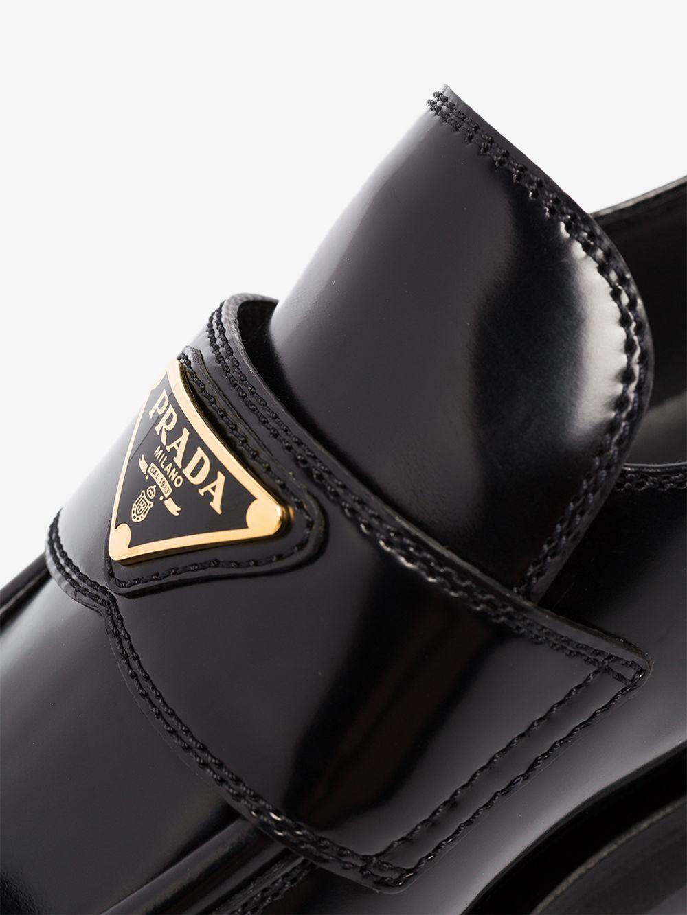 Prada Chunky Logo Plaque Loafers in Black | Lyst