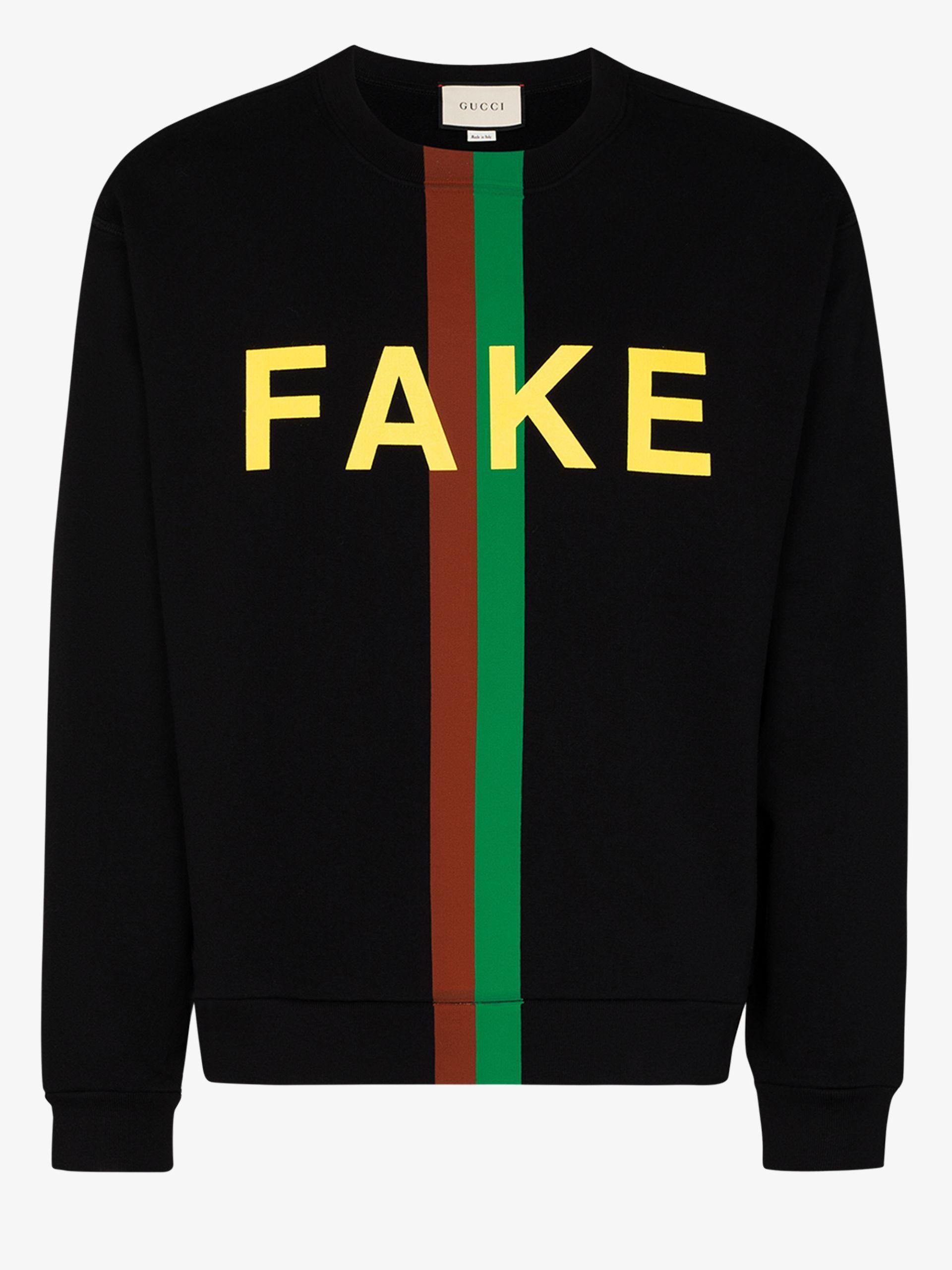 Gucci Cotton 'fake/not' Print Sweatshirt in Black for Men | Lyst