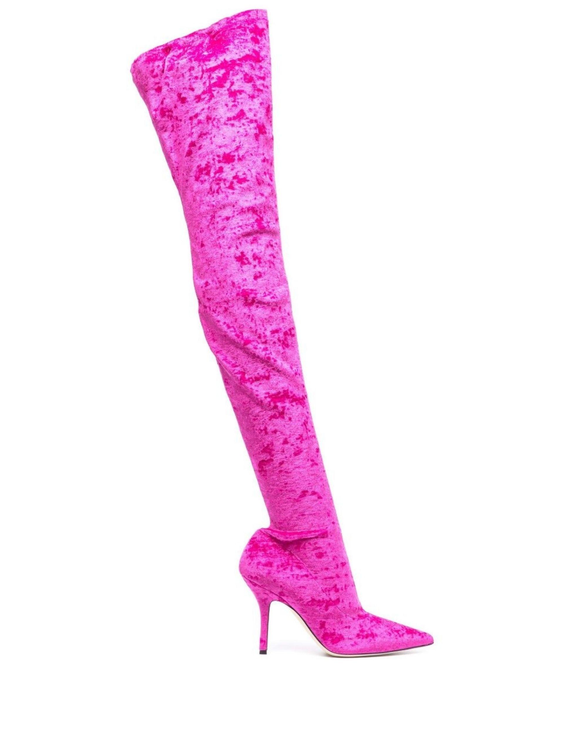Paris Texas Over-the-knee Velvet Boots in Pink | Lyst