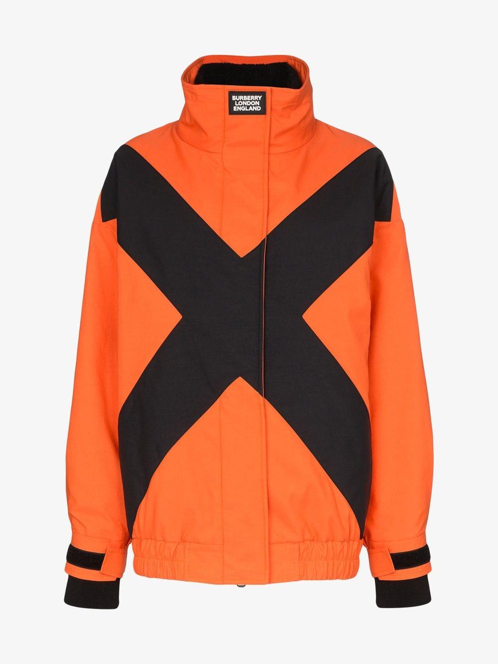 Burberry Fleece Two-tone Track Jacket in Orange | Lyst