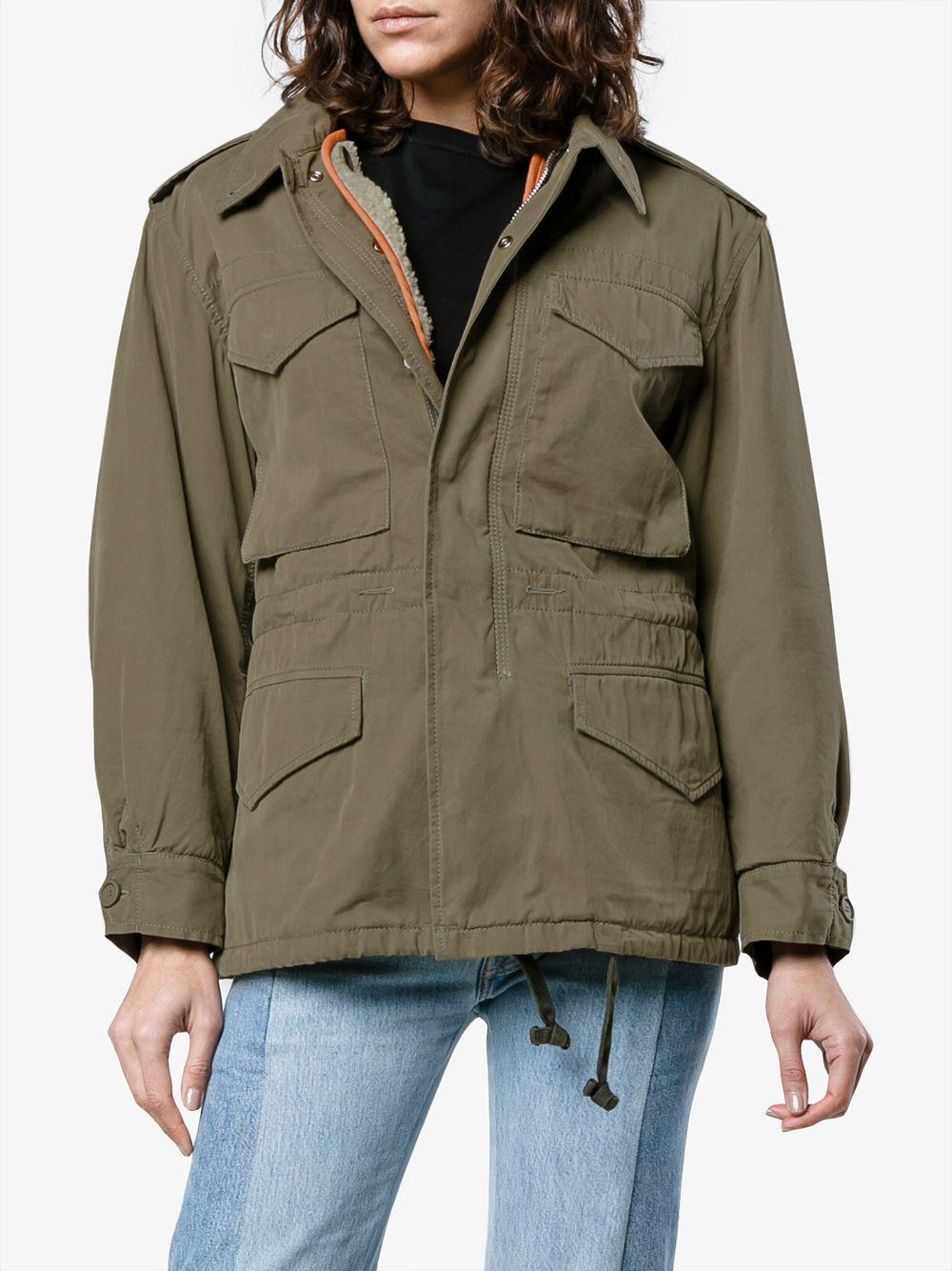 Gucci Cotton Logo Print Military Jacket in Green - Lyst
