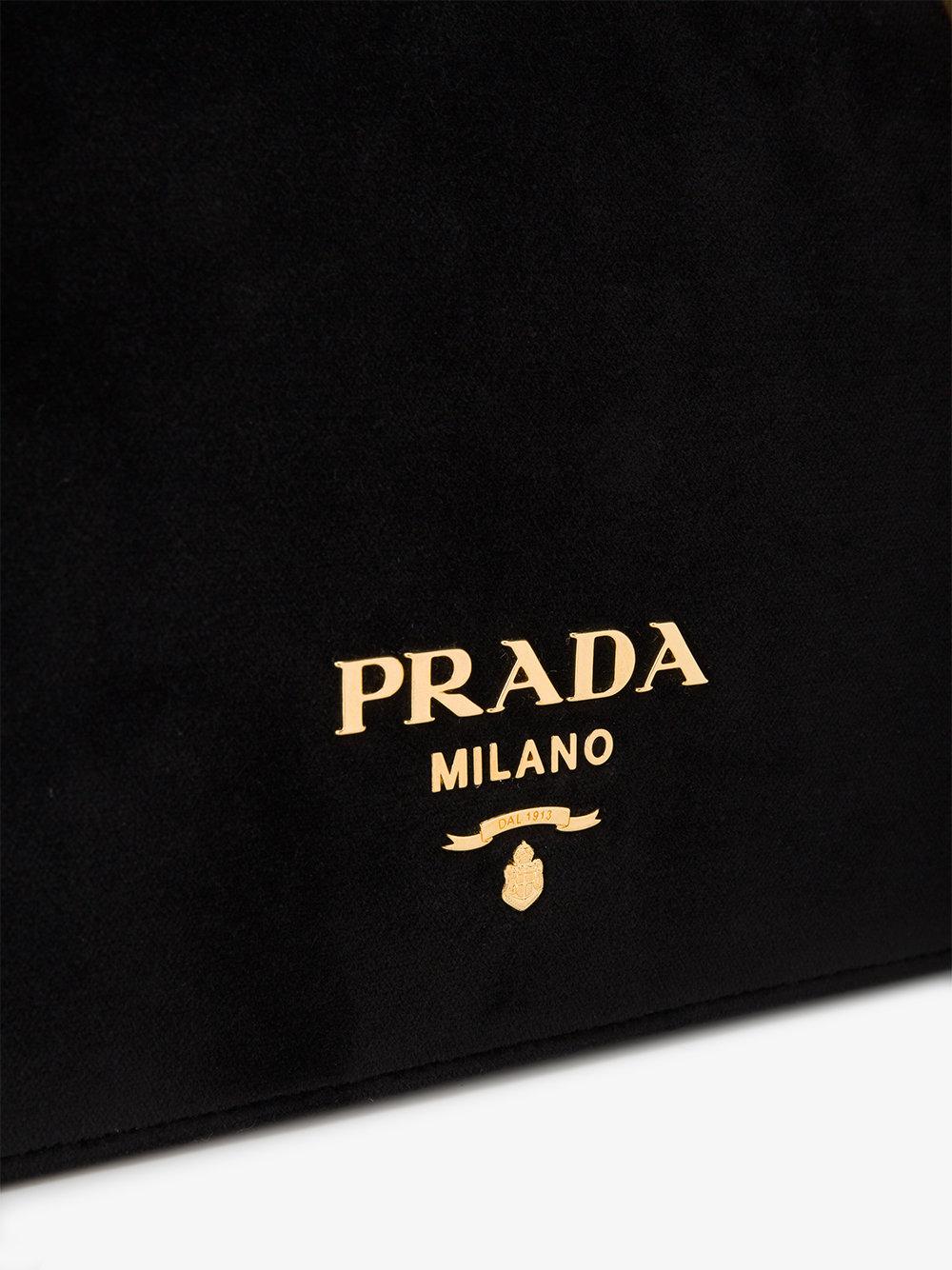 Prada Velvet Pattina Bag With Gold Chain in Black