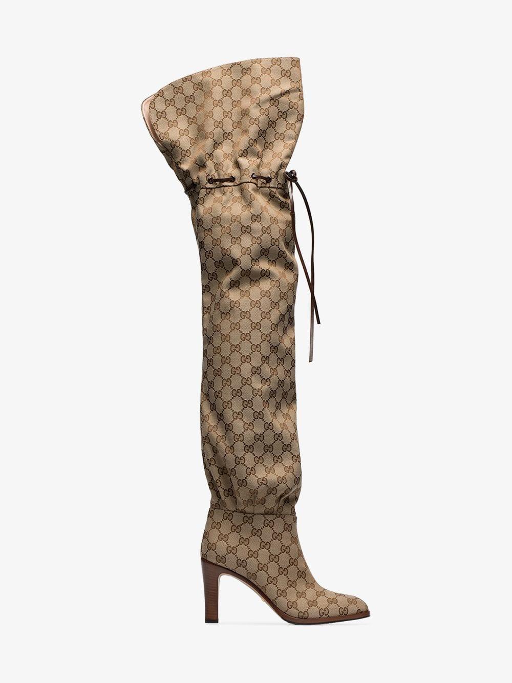 Gucci Original GG 85mm Canvas Over-the-knee Boots | Lyst