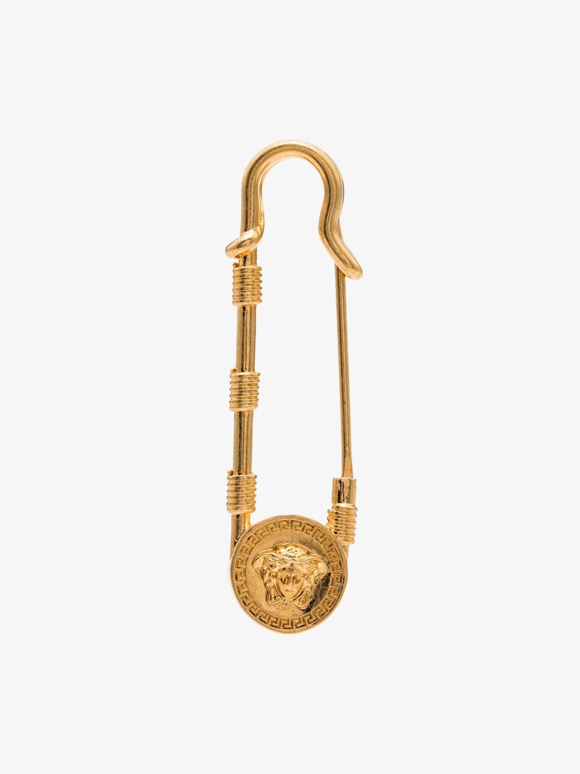 Versace tone Medusa Safety Pin Brooch Women s Metal in White
