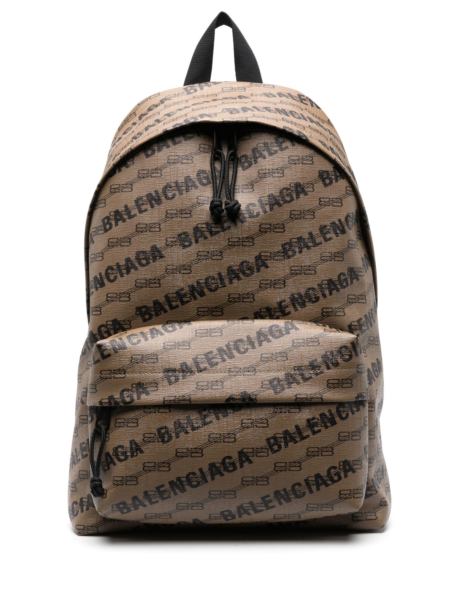 Balenciaga Logo Print Coated Canvas Backpack - Men's - Recycled Polyamide  in Gray for Men | Lyst