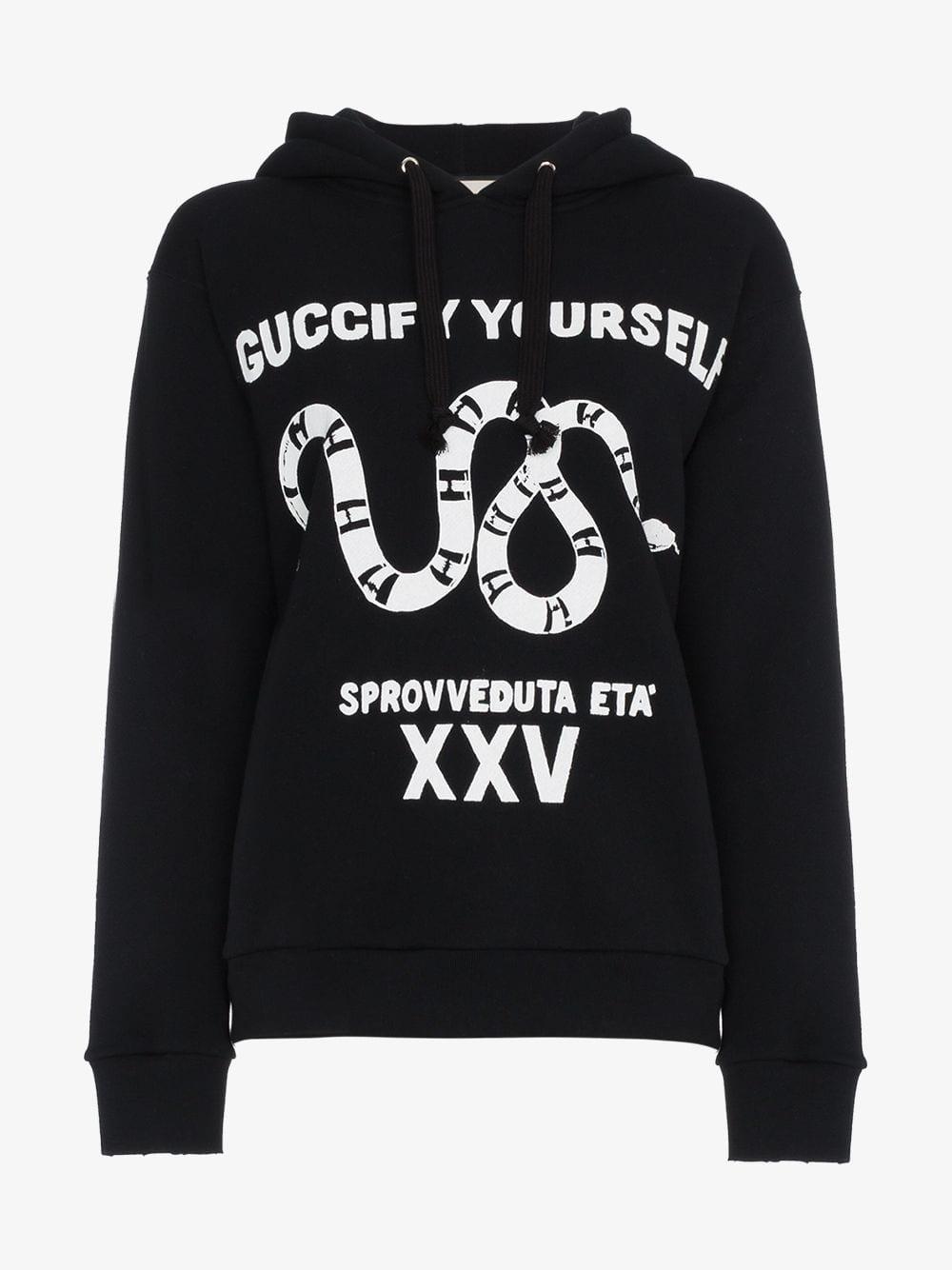 Gucci Cotton Fy Yourself Print Hoodie in Black | Lyst