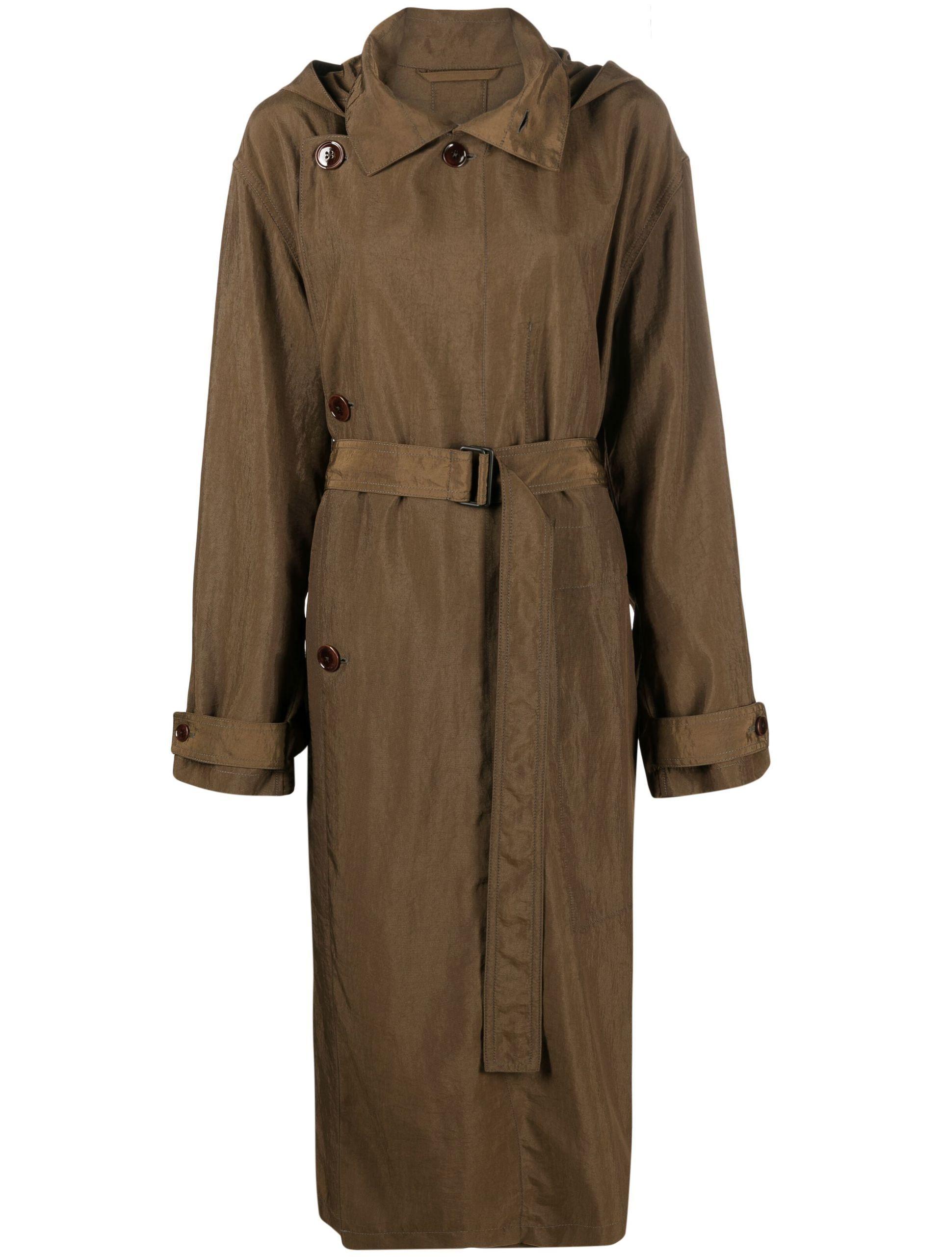 Lemaire Hooded Trench Coat in Natural | Lyst