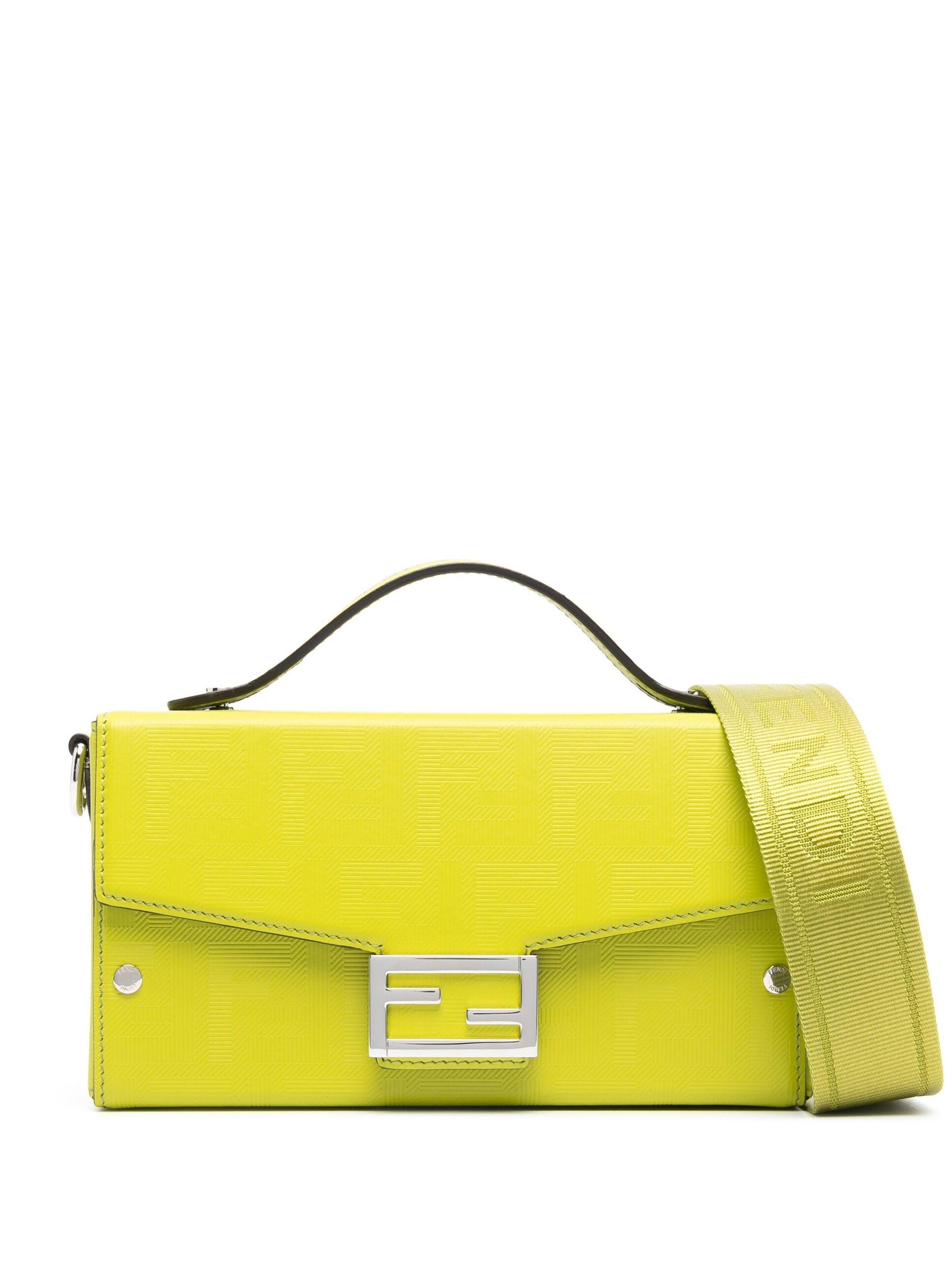 Fendi Soft Trunk Baguette Shoulder Bag in Yellow