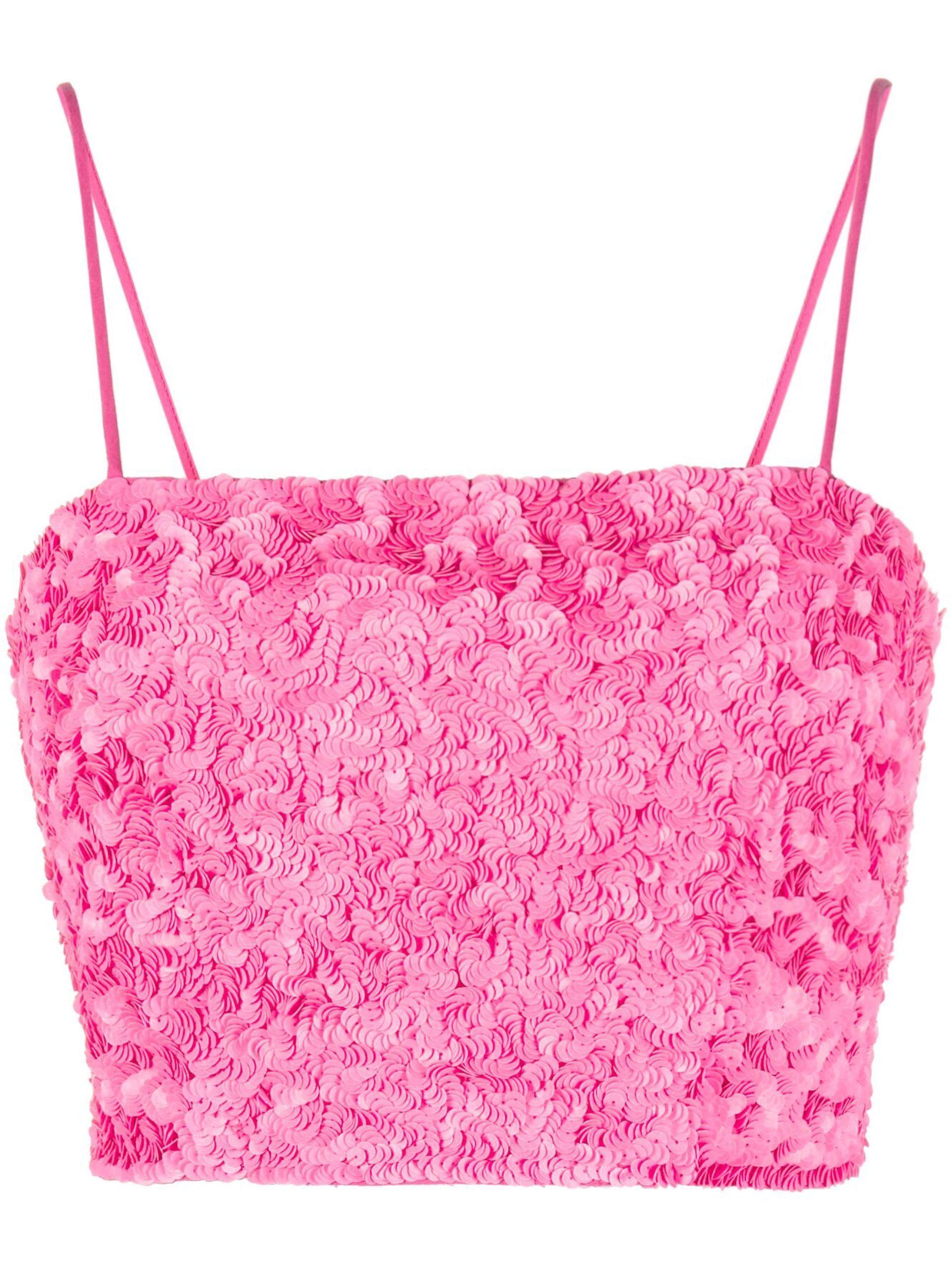 Aje. Evelyn Sequin-embellished Cropped Top in Pink | Lyst