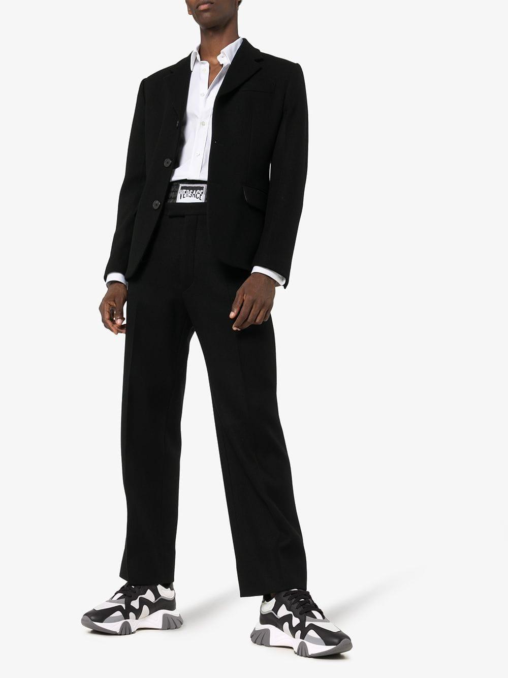 Versace Leather Black \u0026 White Squalo Runners for Men - Lyst