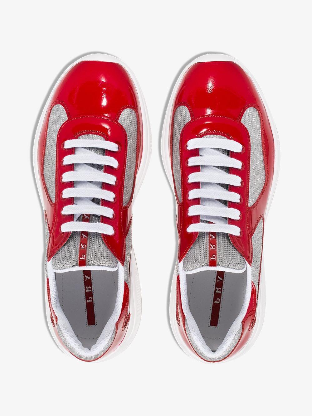 Prada Men's Shoes Leather Trainers Sneakers in Red for Men - Save 71% | Lyst