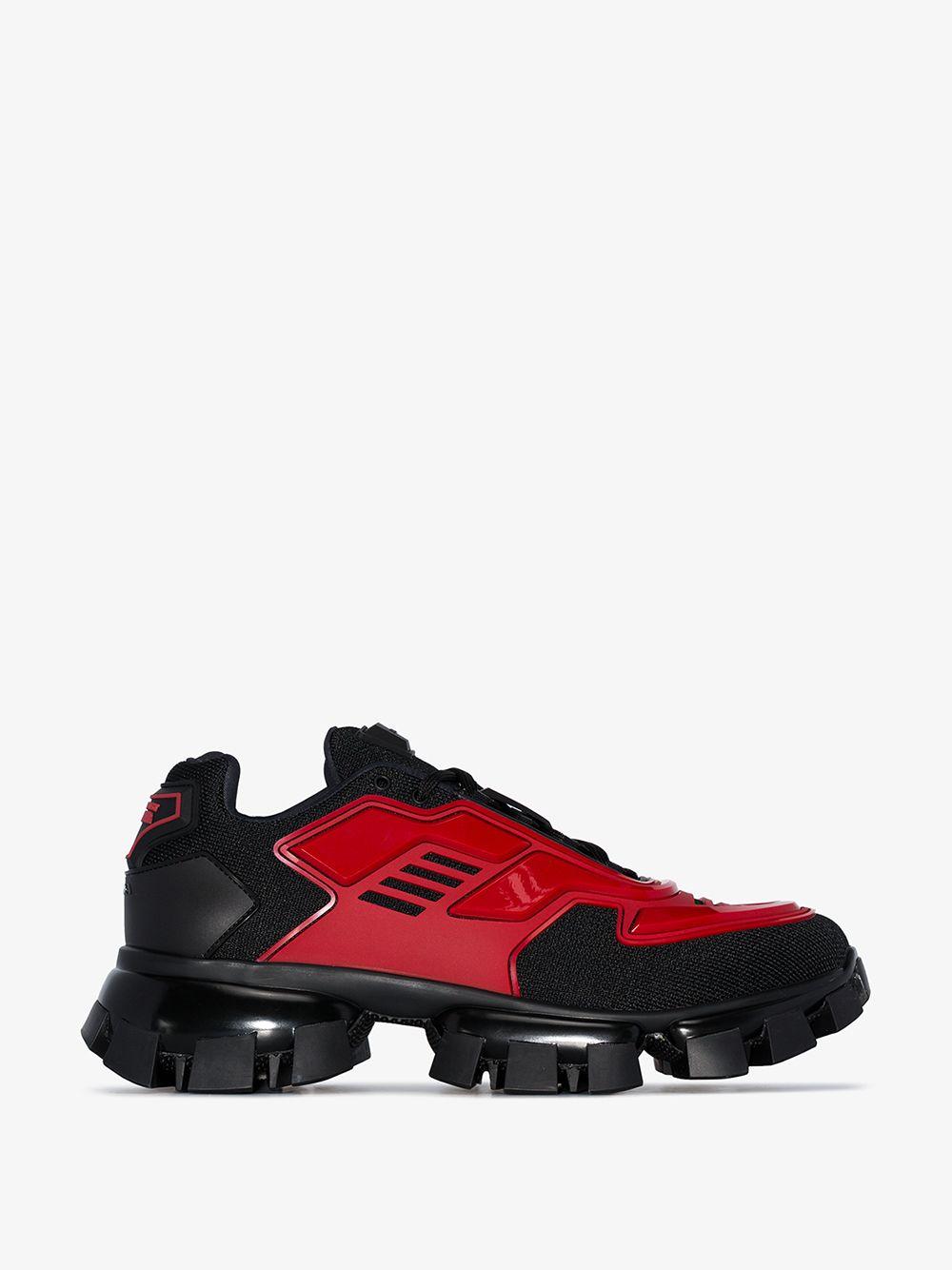 prada black and red shoes