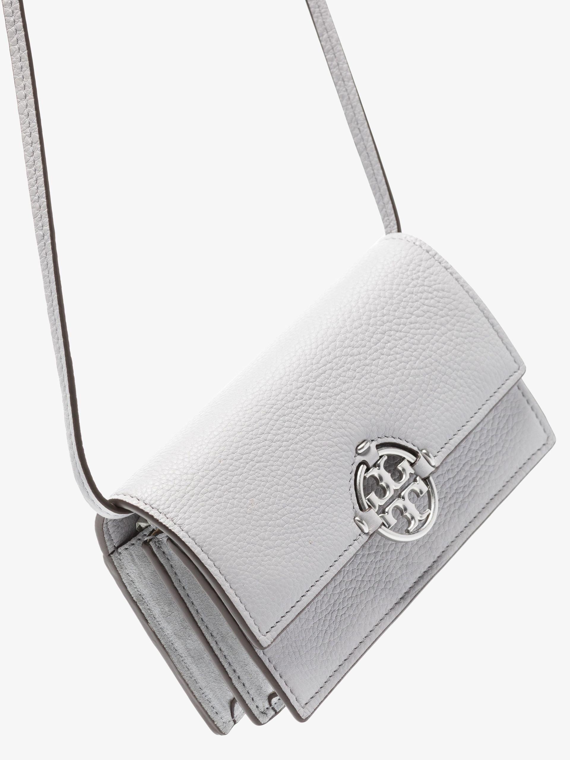 Tory Burch Miller Leather Chain Wallet in White | Lyst