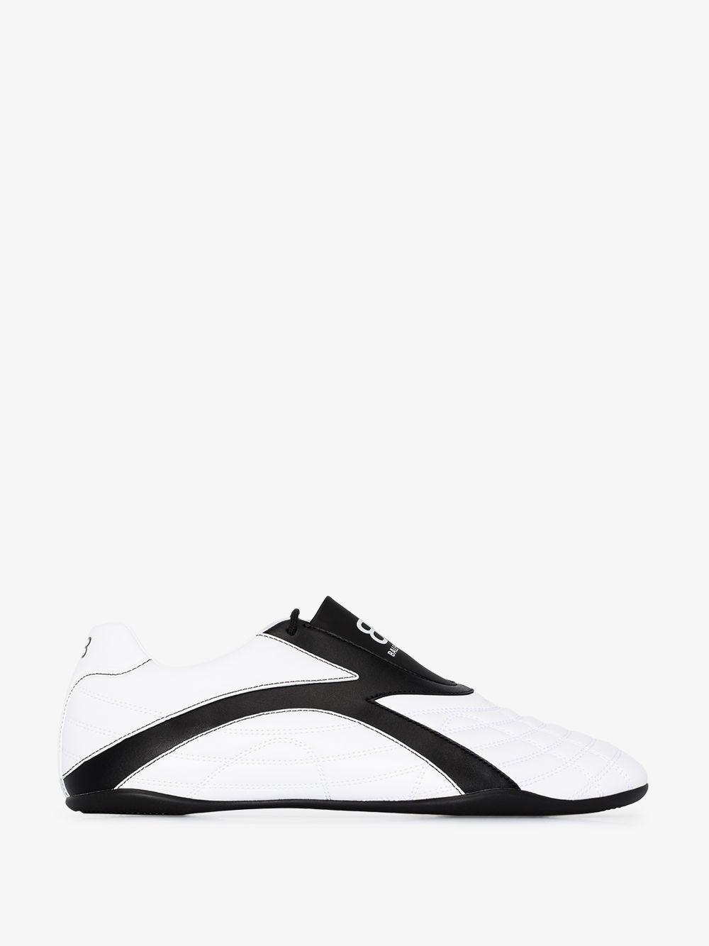 Balenciaga Zen Logo-print Faux Leather Sneakers in White & Black 