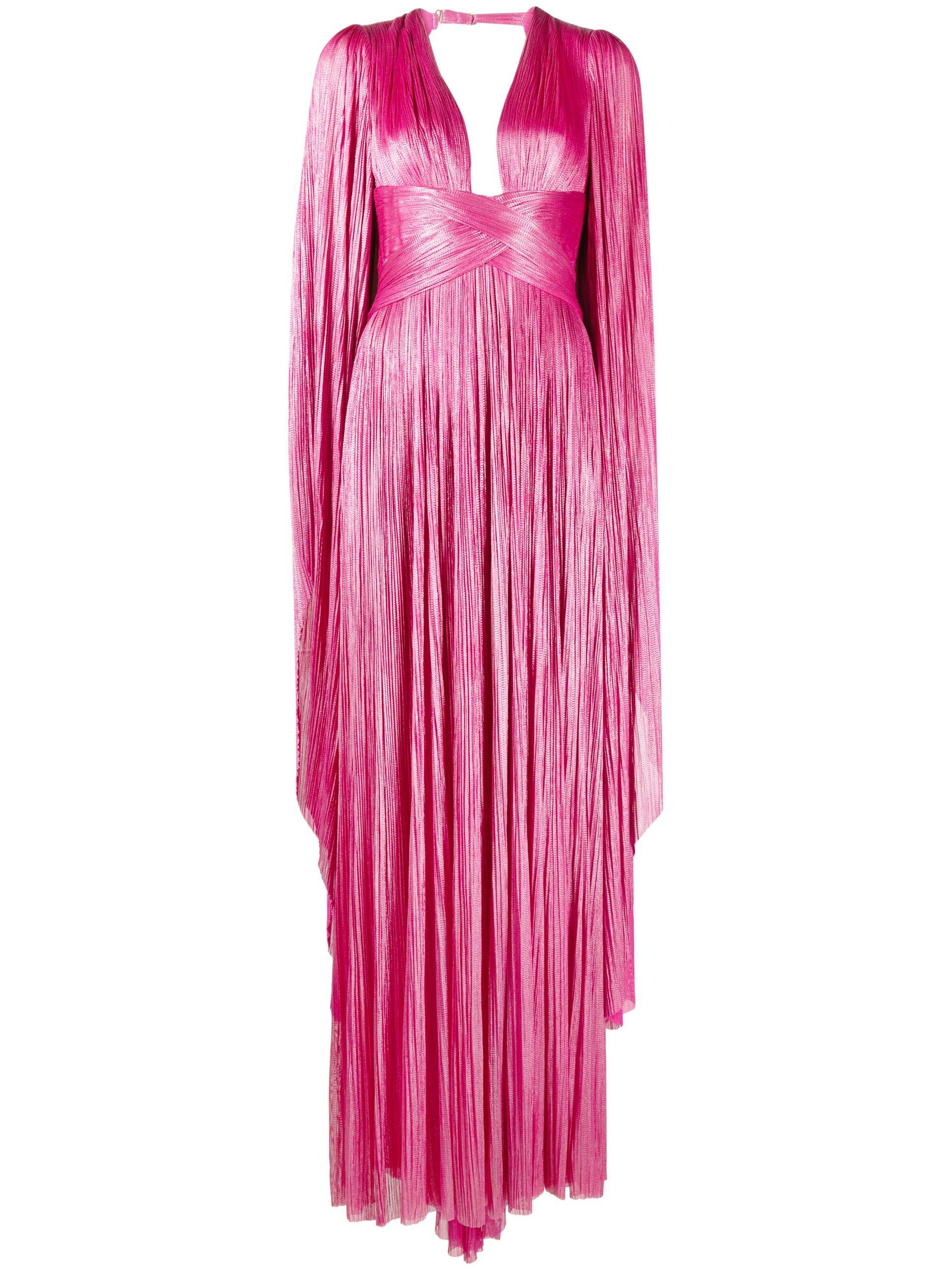 Maria Lucia Hohan Crystal Plung-neck Side-slit Gown in Pink | Lyst