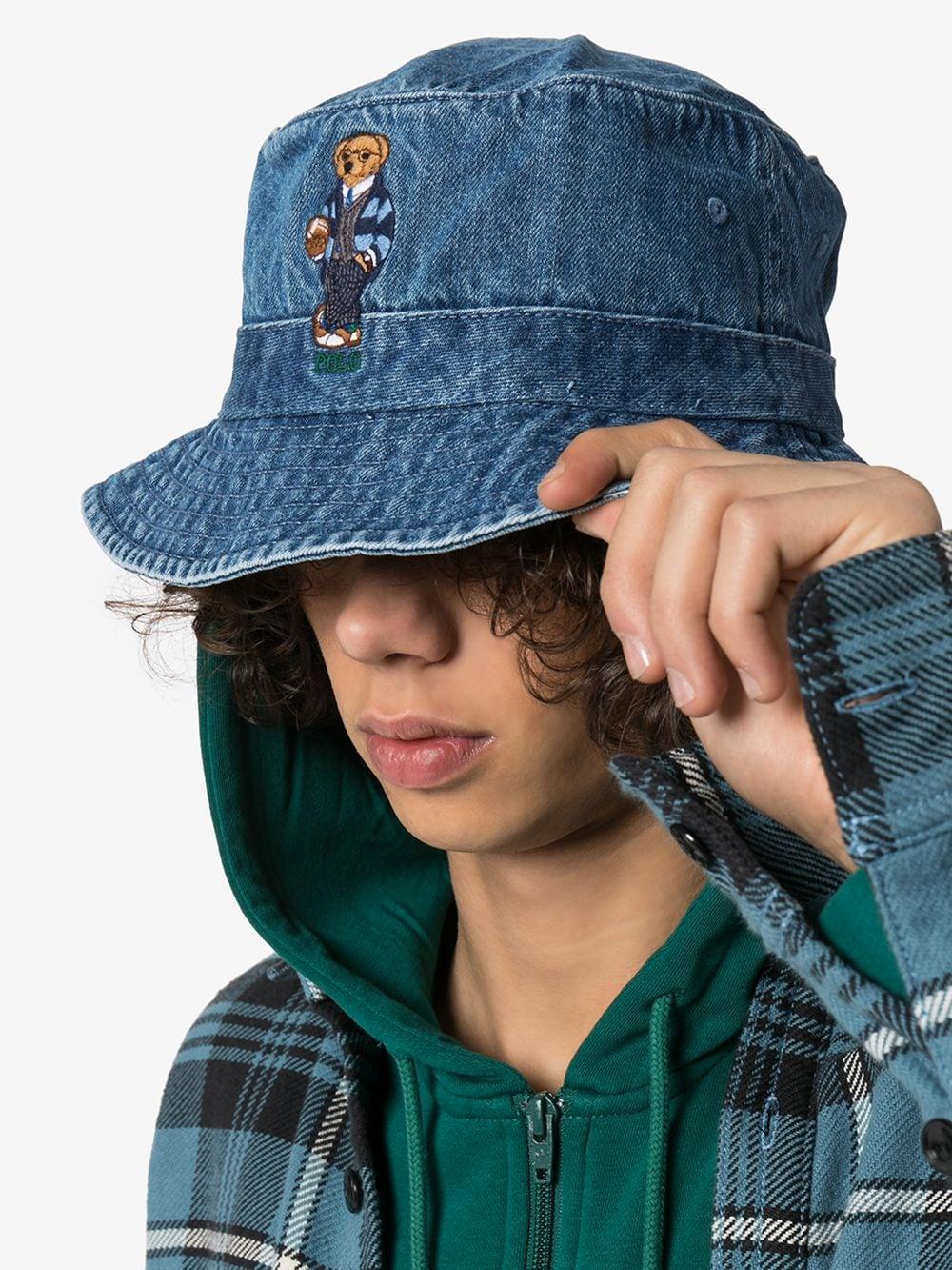 Polo Ralph Lauren Teddy Bear Embroidered Denim Bucket Hat in Blue | Lyst