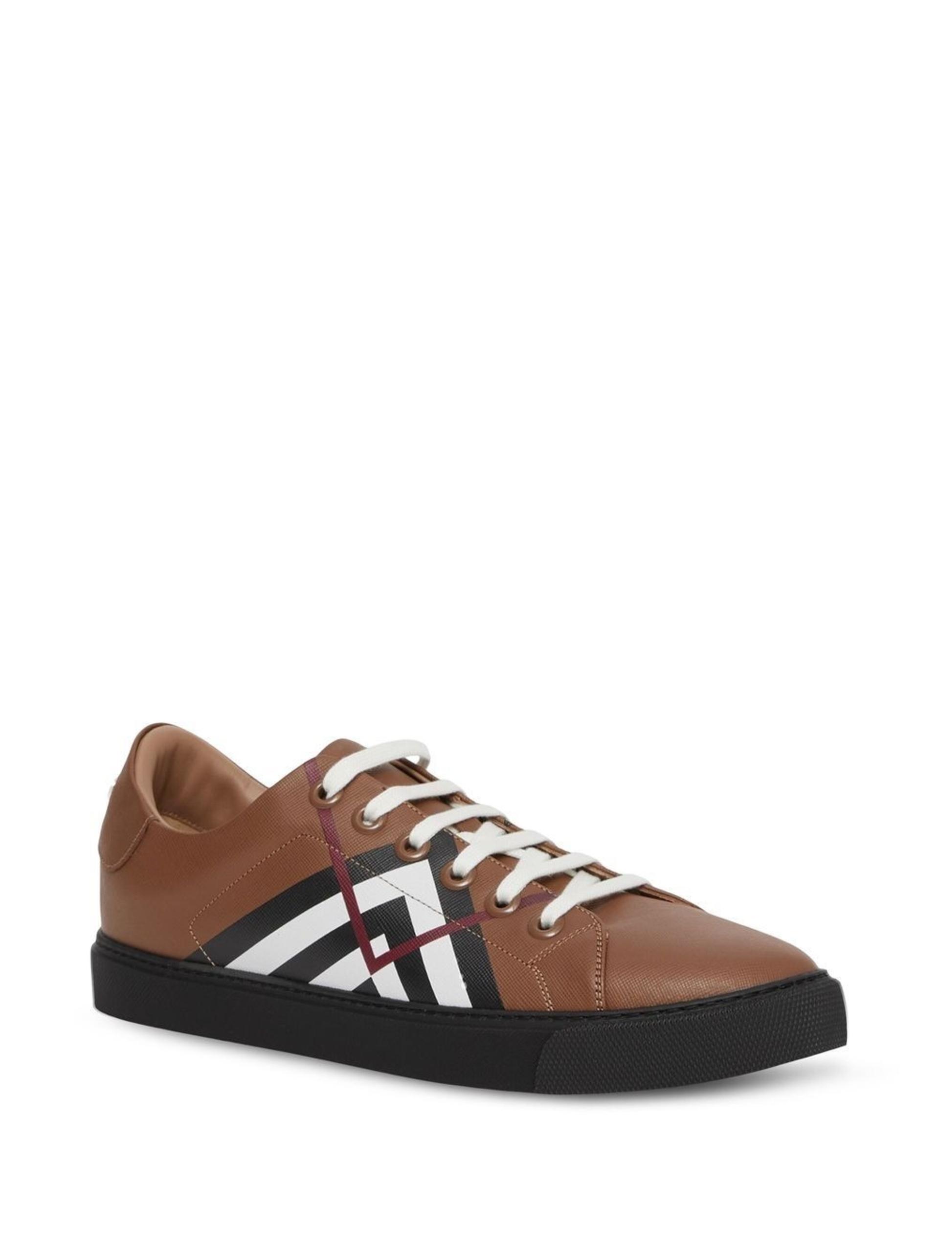 Burberry Chevron Check Low-top Sneakers in Brown | Lyst