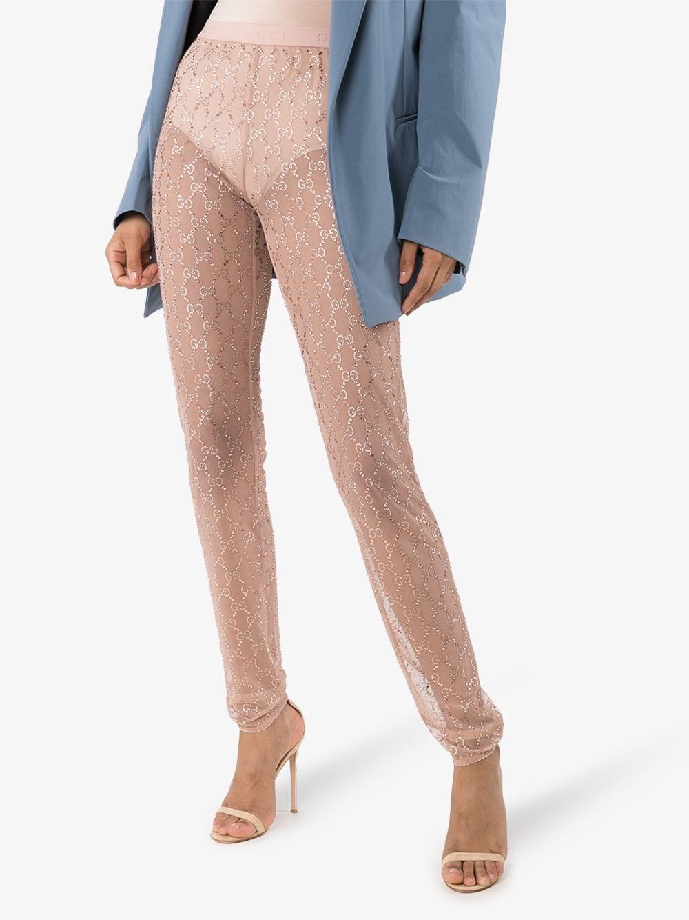 Gucci GG Embellished Sheer leggings | Lyst
