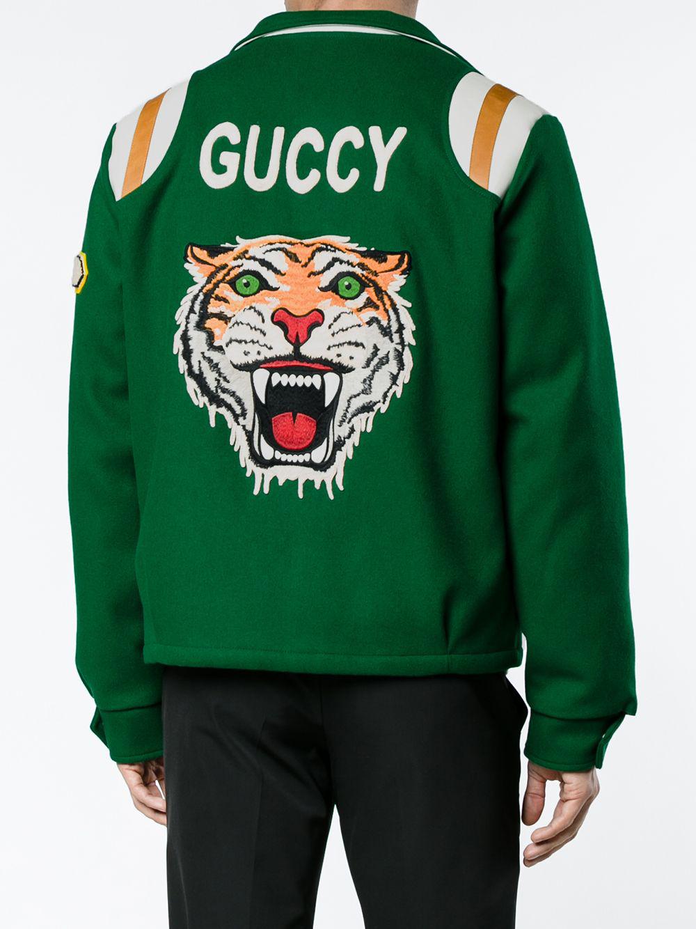 Gucci Wool Tiger Motif Varsity Jacket 