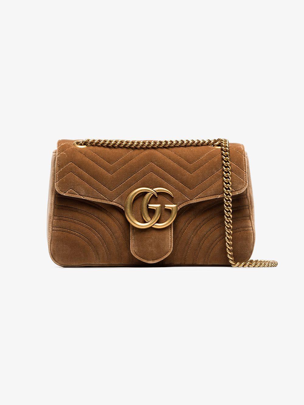 gucci marmont brown velvet bolsa