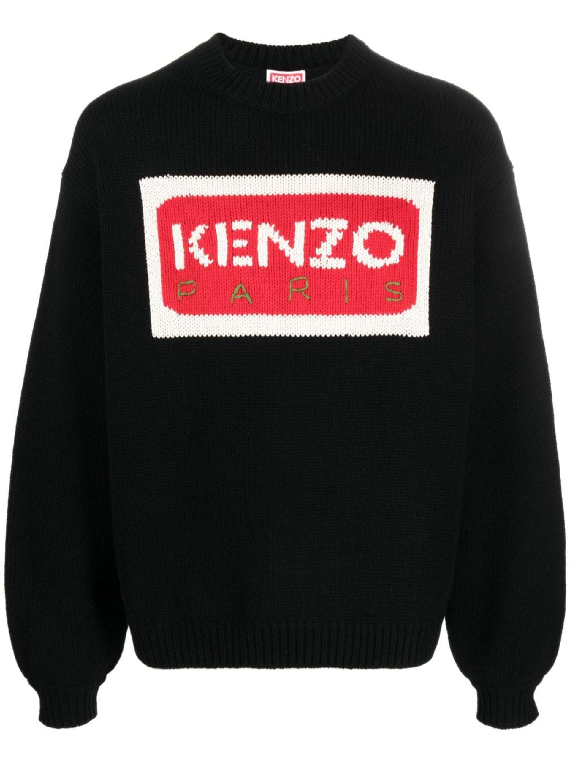 Kenzo Black & White Intarsia Tiger Sweater Kenzo