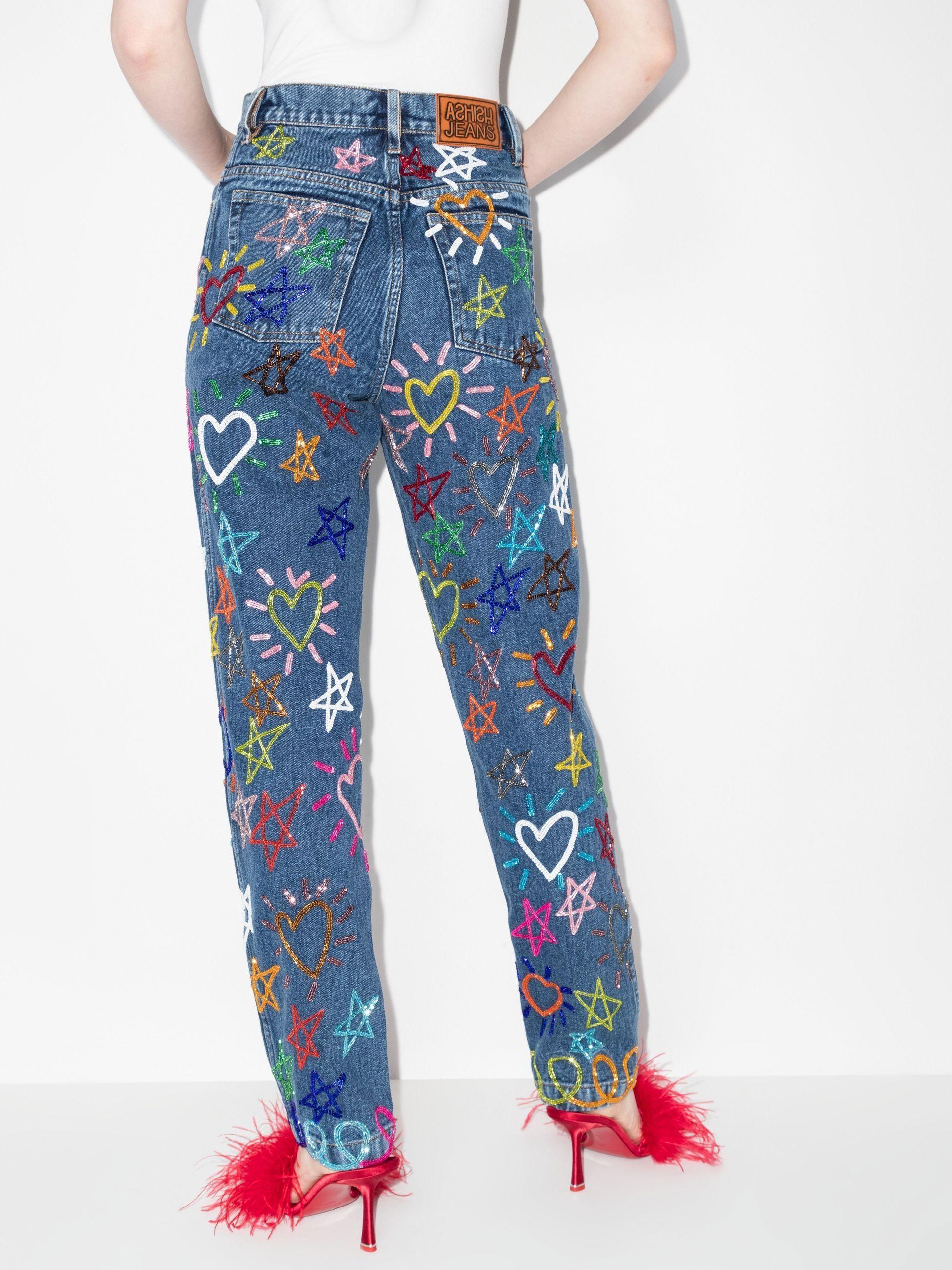 Ashish Doodle Sequinned Straight Leg Jeans in Blue | Lyst