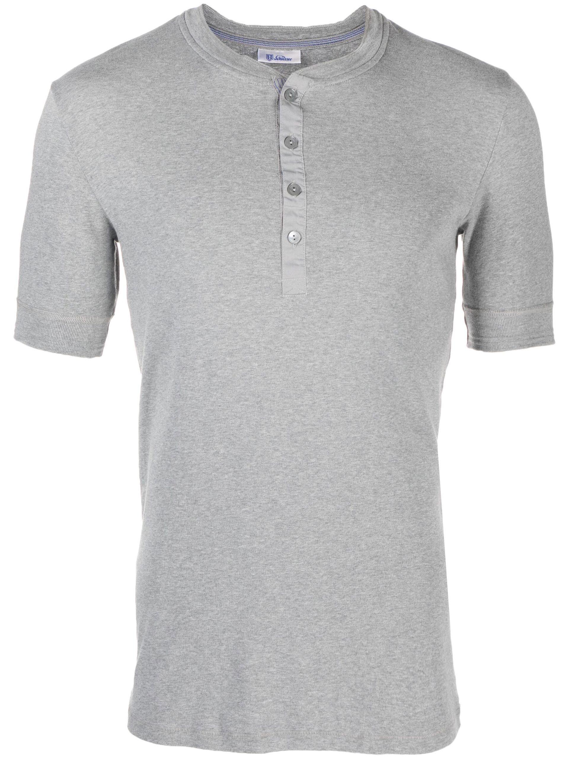 Schiesser Henley Cotton Short Sleeve Top in Gray for Men | Lyst
