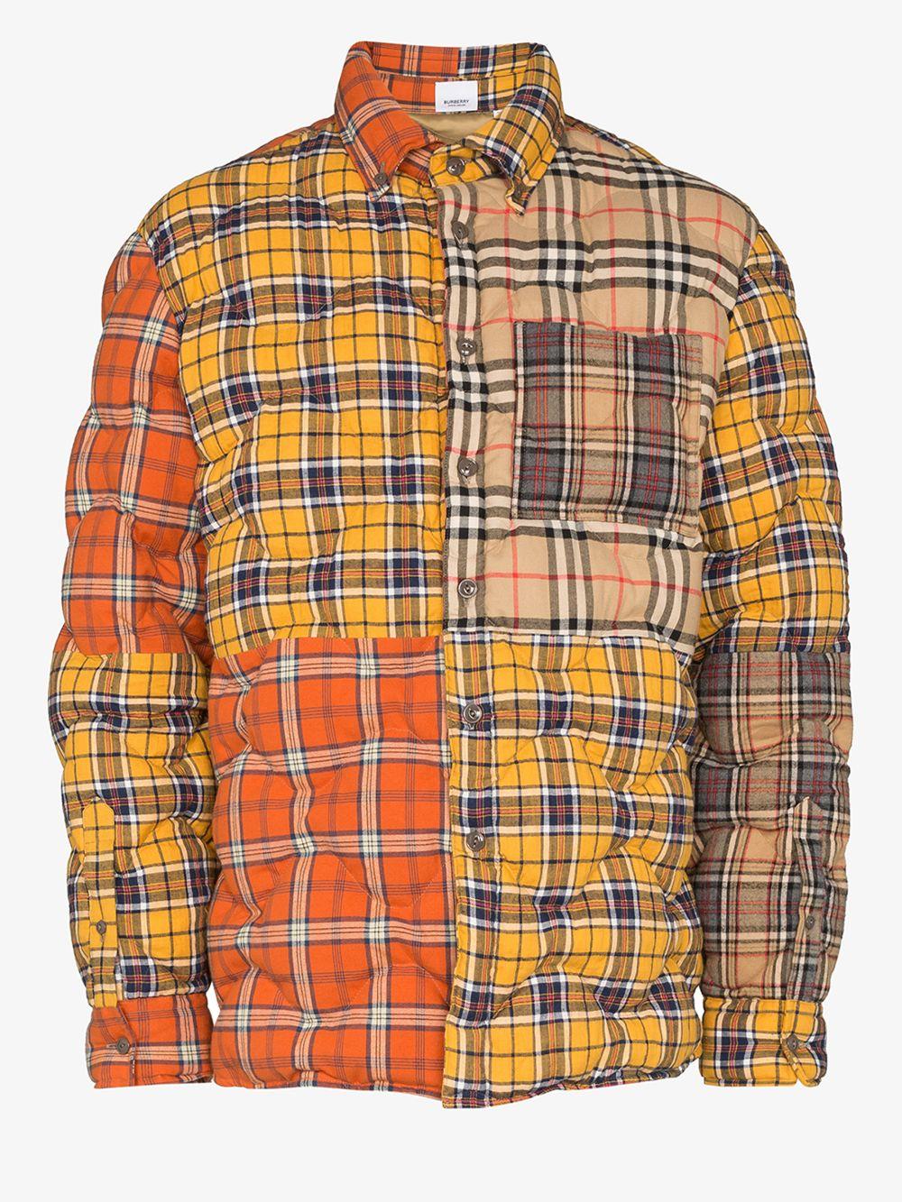 Burberry Cotton Men's Mixed Plaid Quilted Shirt Jacket in Yellow for Men |  Lyst