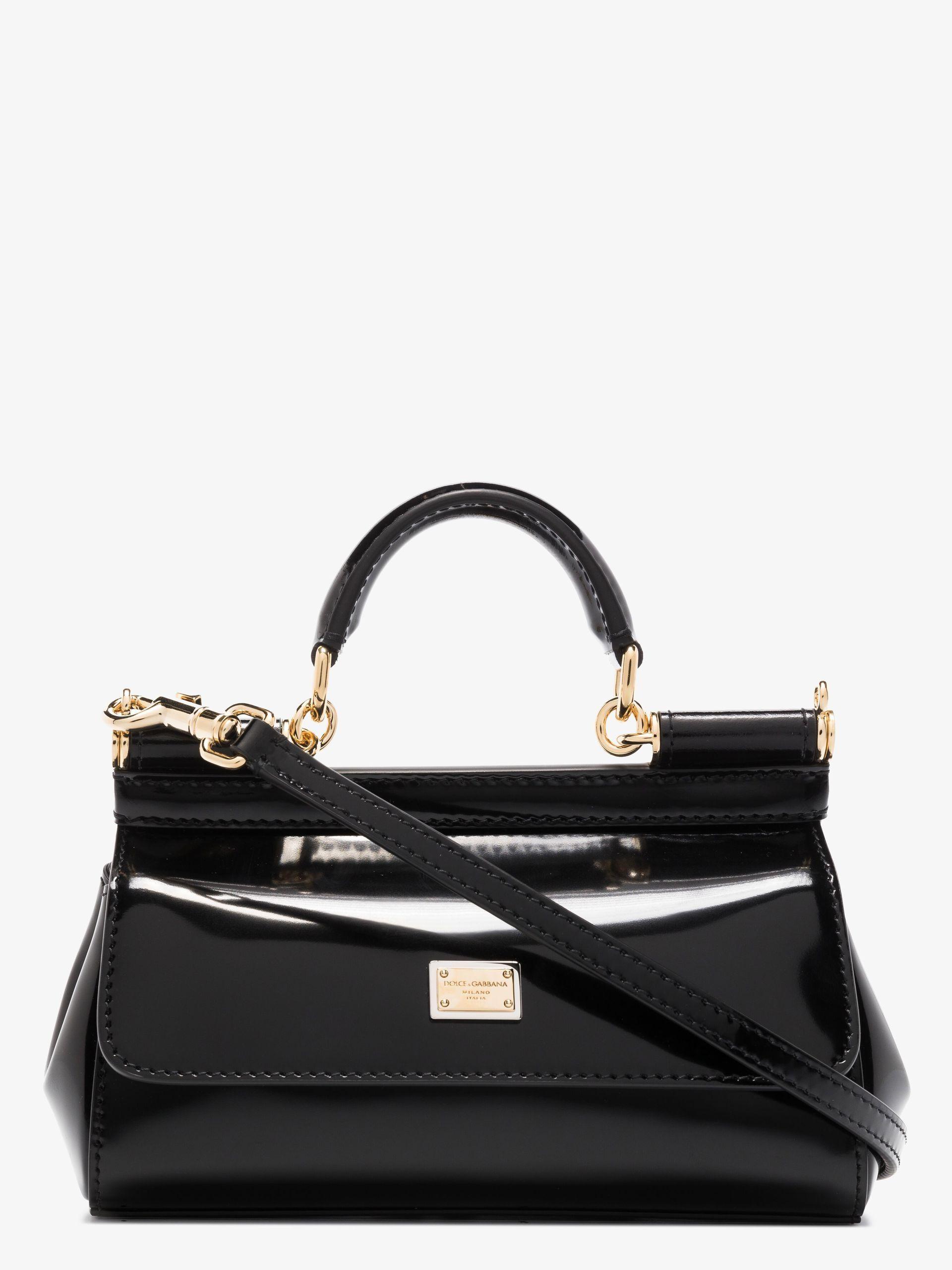 DOLCE & GABBANA: Sicily bag in patent leather - Gnawed Blue