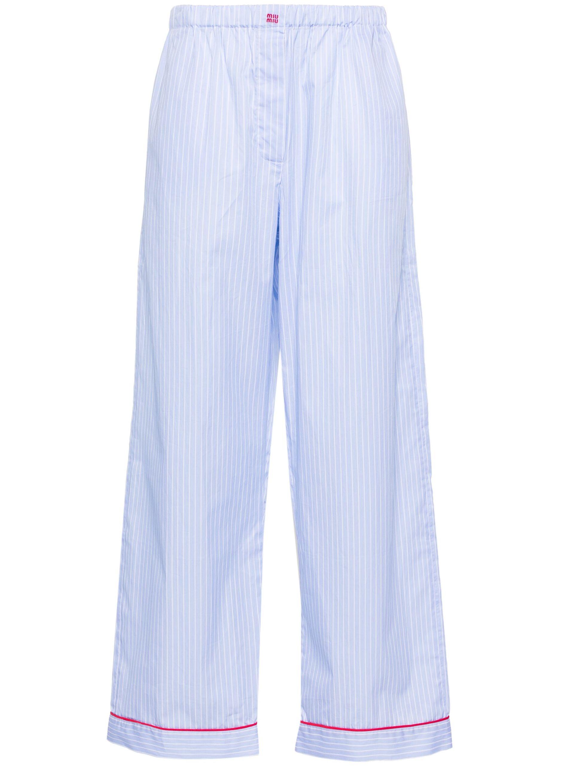 Miu Miu Striped Cotton Palazzo Pants - Women's - Cotton in Miu Miu Striped Cotton Palazzo Pants - Women's - Cotton in